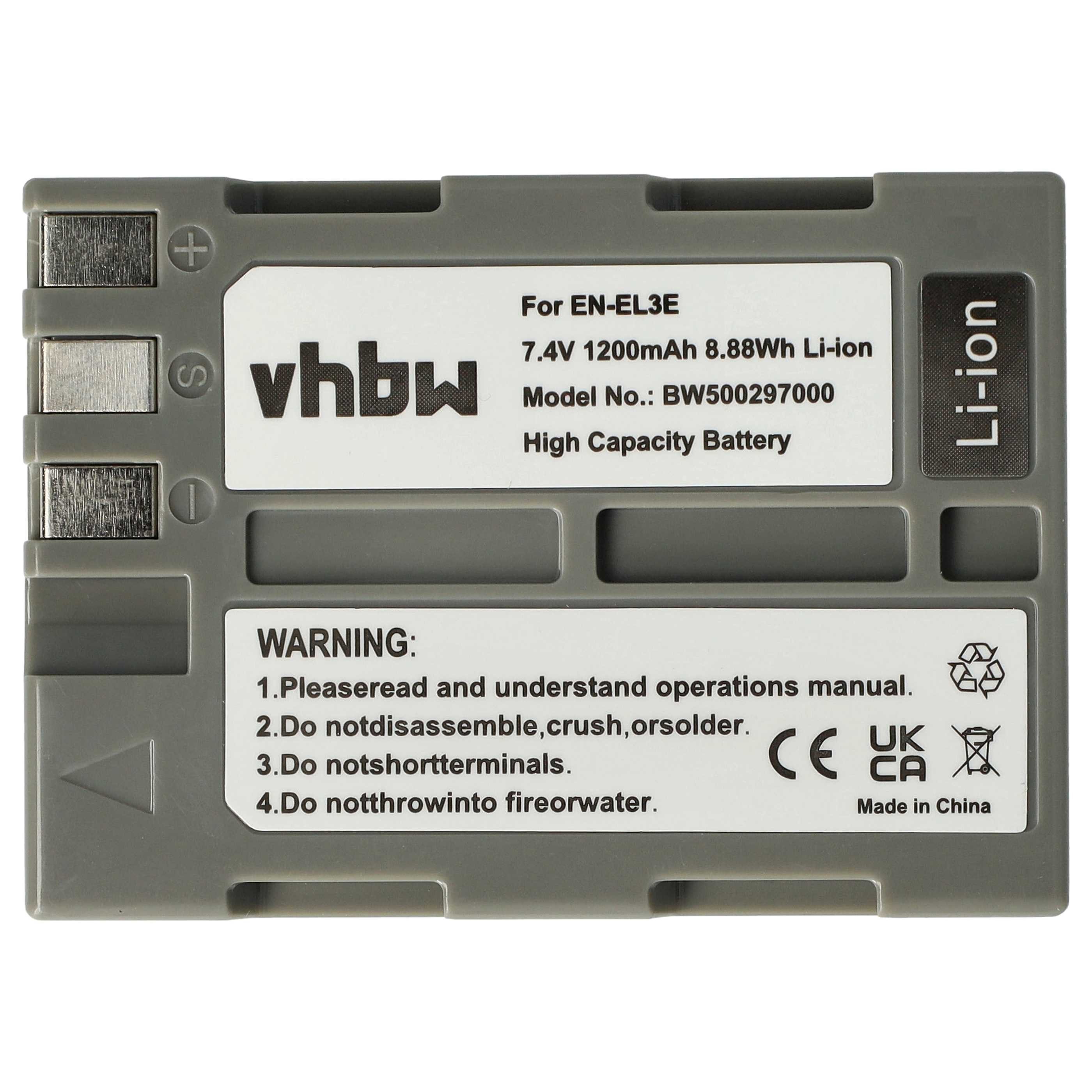 vhbw Akku passend für Nikon D300, D200, D300s, D700, D70, D50, D100, D70s, Kamera-Akku Akku Li-Ion 1200 mAh (7,2 V, 1 St), Leistungsfähiger Austausch-Akku für Digitalkamera, Spiegelreflexkamera