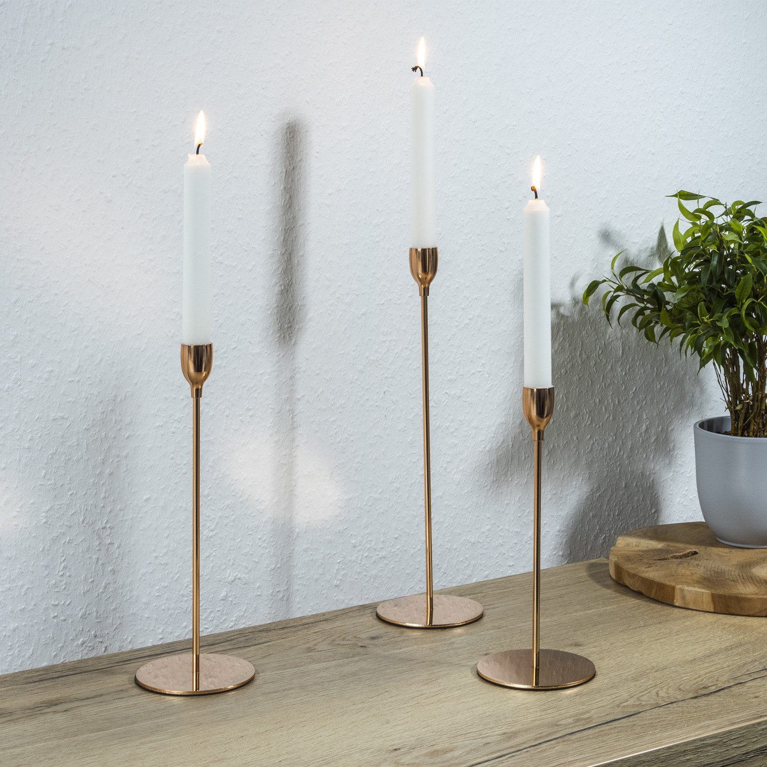 MARELIDA Kerzenhalter Stabkerzenhalter rosé Kerzenständer Tafelkerzenhalter Kerzenhalter 3St (3 St) – Bild 4 von 5