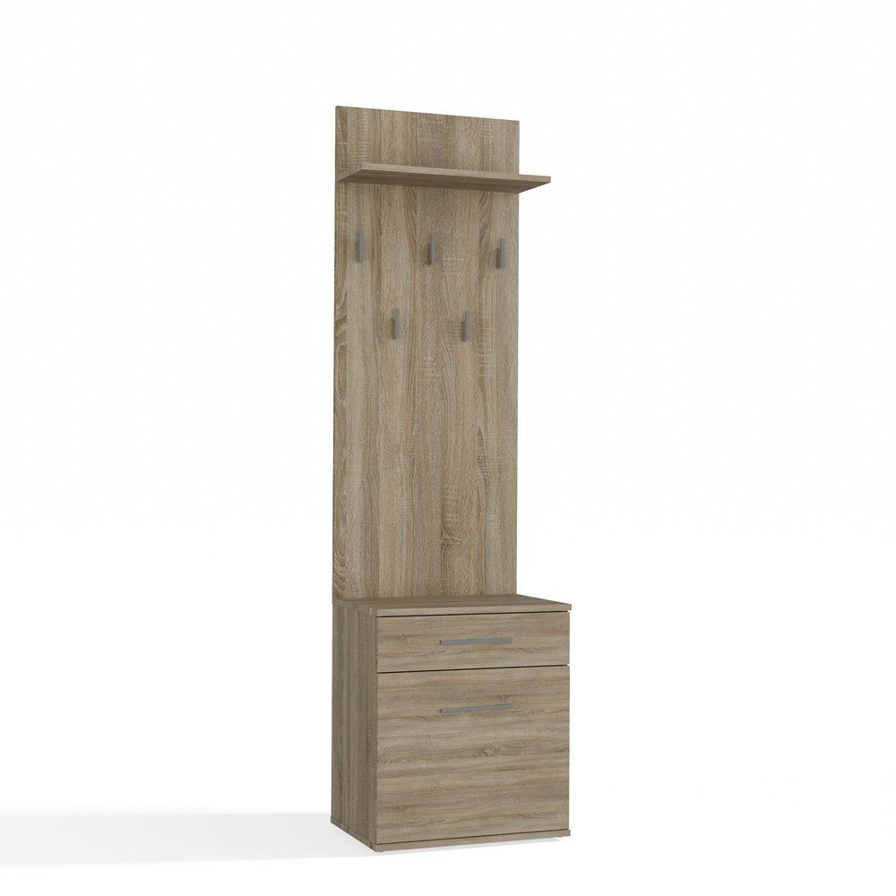 Raumhirsch Furniture Wandgarderobe Garderobenständer, Garderobe mit Schuhbank & Sitzbank (Maße 50 x 180 x 35 cm, 5 Haken), Praktischer, verschiedene Farbvarianten, pflegeleicht