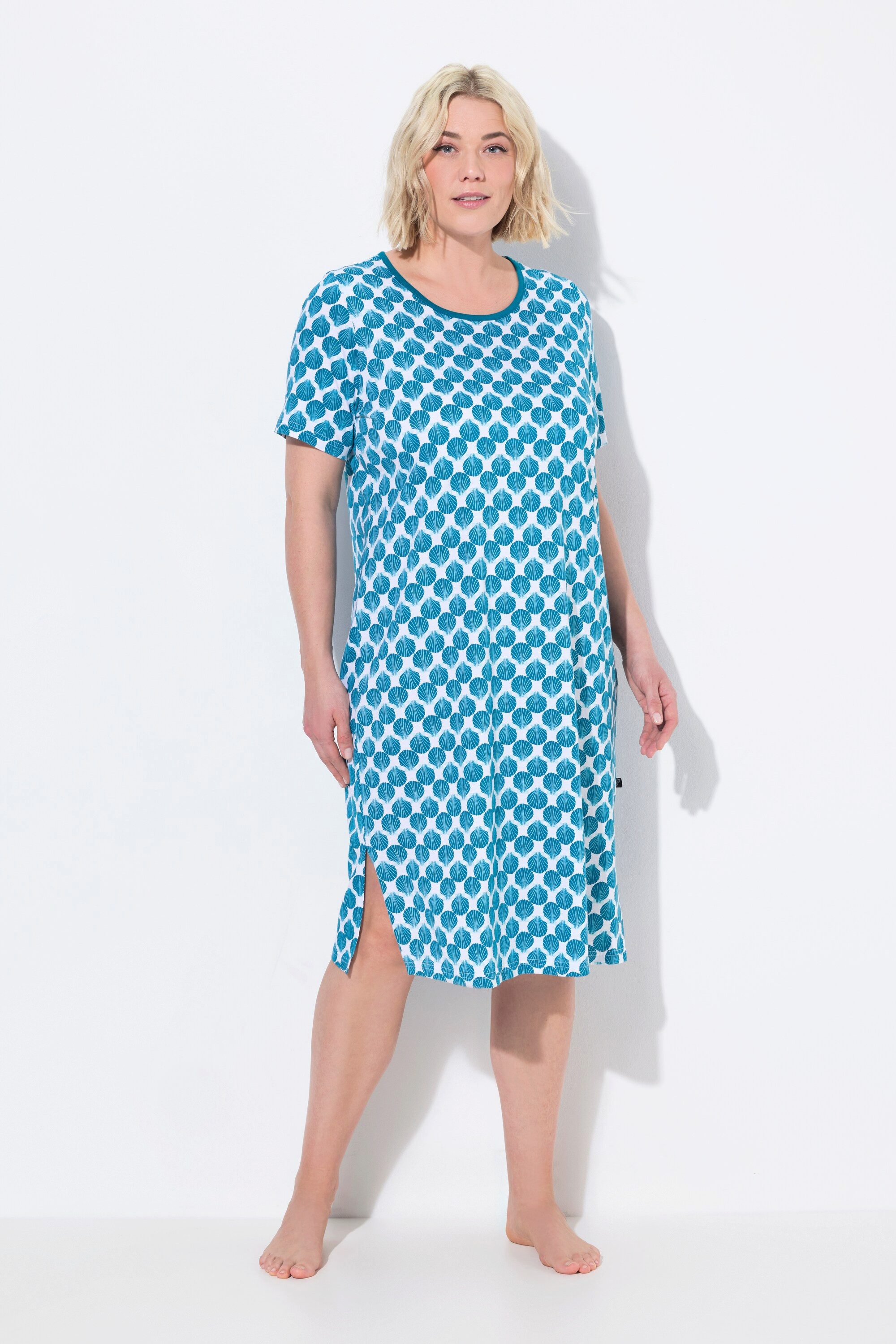 Ulla Popken Nachthemd Nachthemd Muscheln Rundhals Halbarm günstig online kaufen