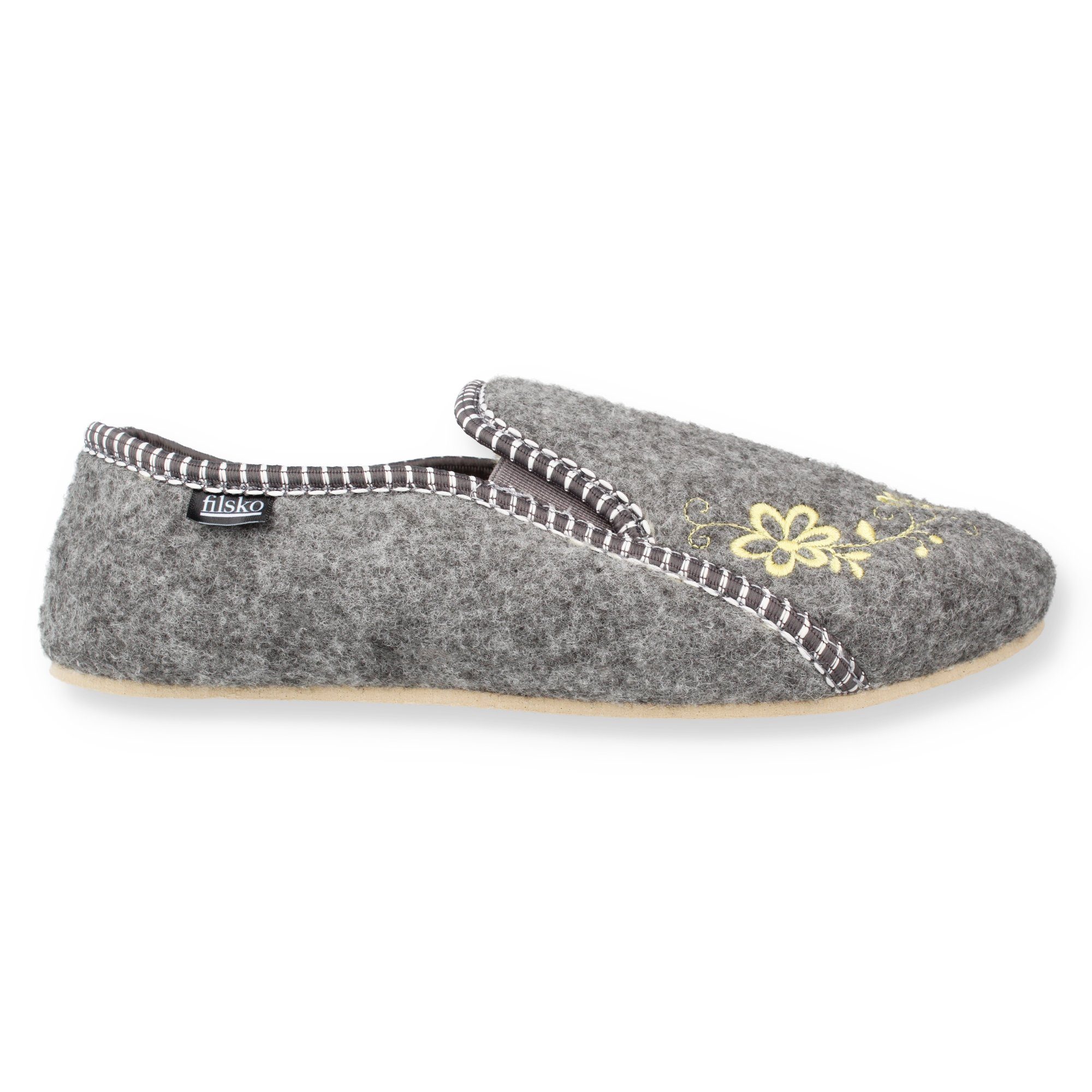 filsko Rosendaal Damen Ballerina Hausschuh mit Stickereien