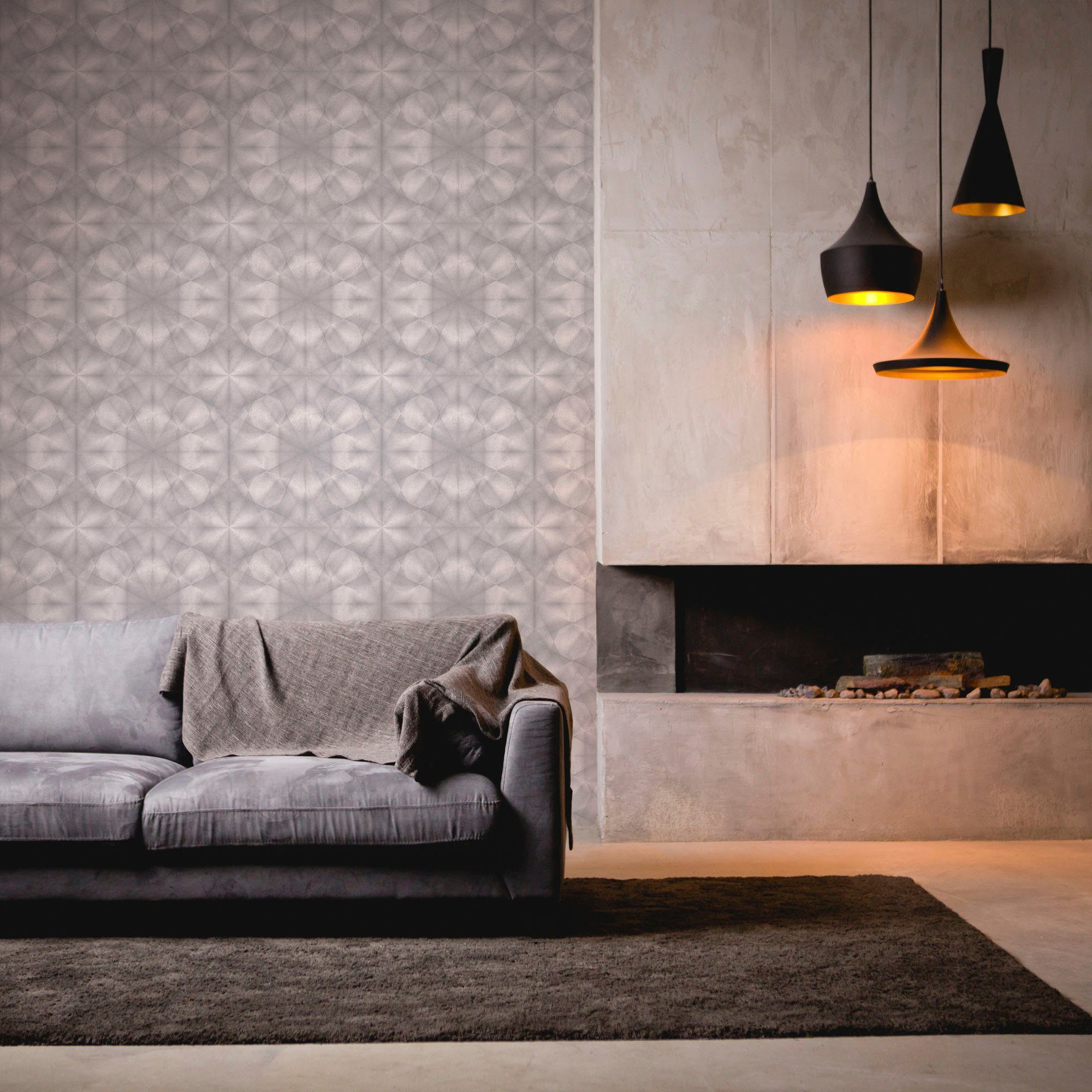 Design grau Home walls 3D-Optik, My Vliestapete Effekt Tapete strukturiert, 3D Motiv, Spa, My living geometrisch,