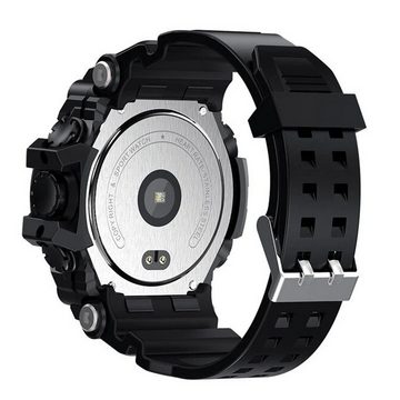 MANTA SWT03BP Armbanduhr mit Bluetooth Fitnesstracker + Herzfrequenzmessung Smartwatch (3,3 cm/1,3 Zoll), IP67 Wasserfest, Touchscreen, Wettervorhersage