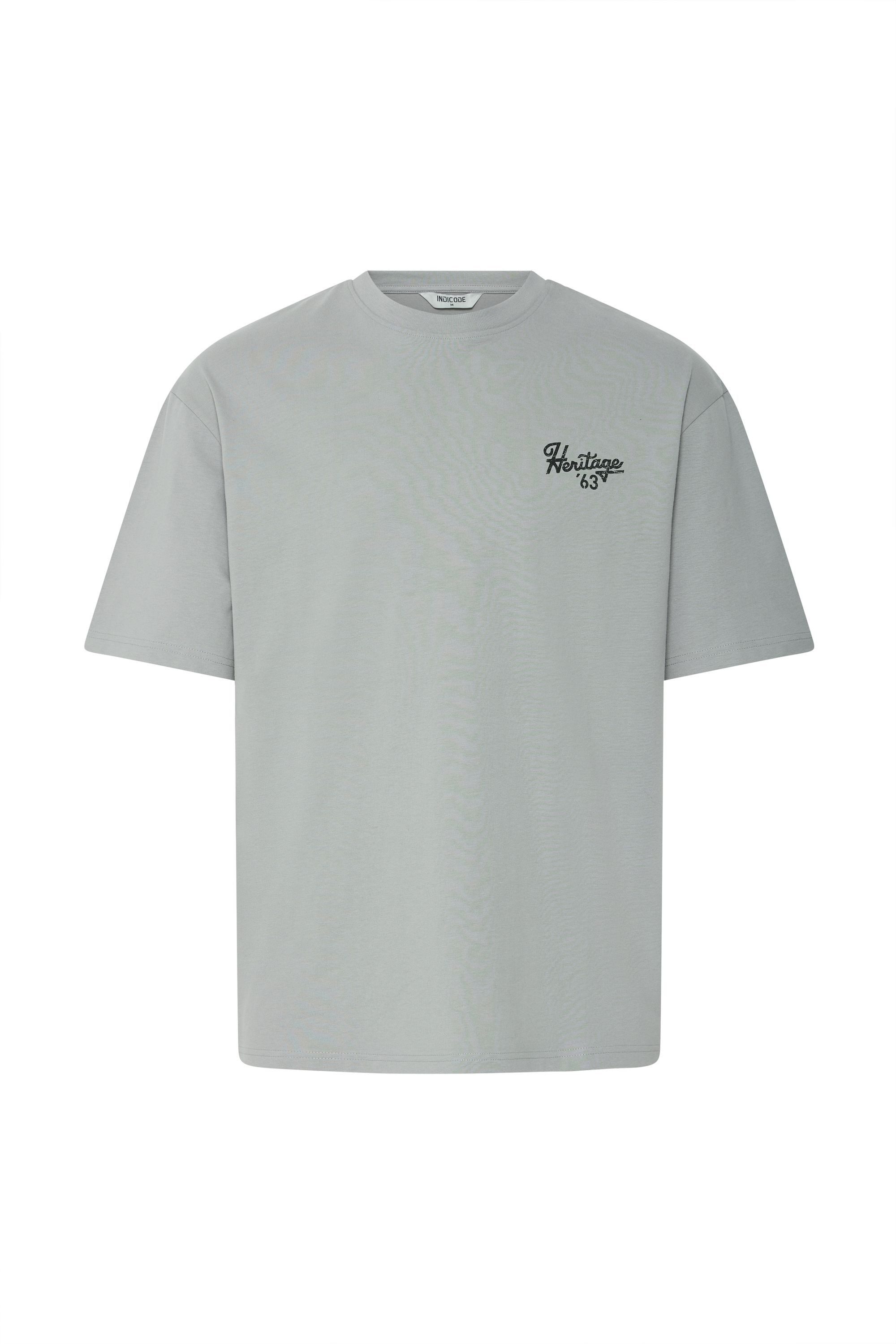 Indicode Rundhalsshirt IDBrybell Lässiges T-Shirt mit Backprint - Oversize Fit