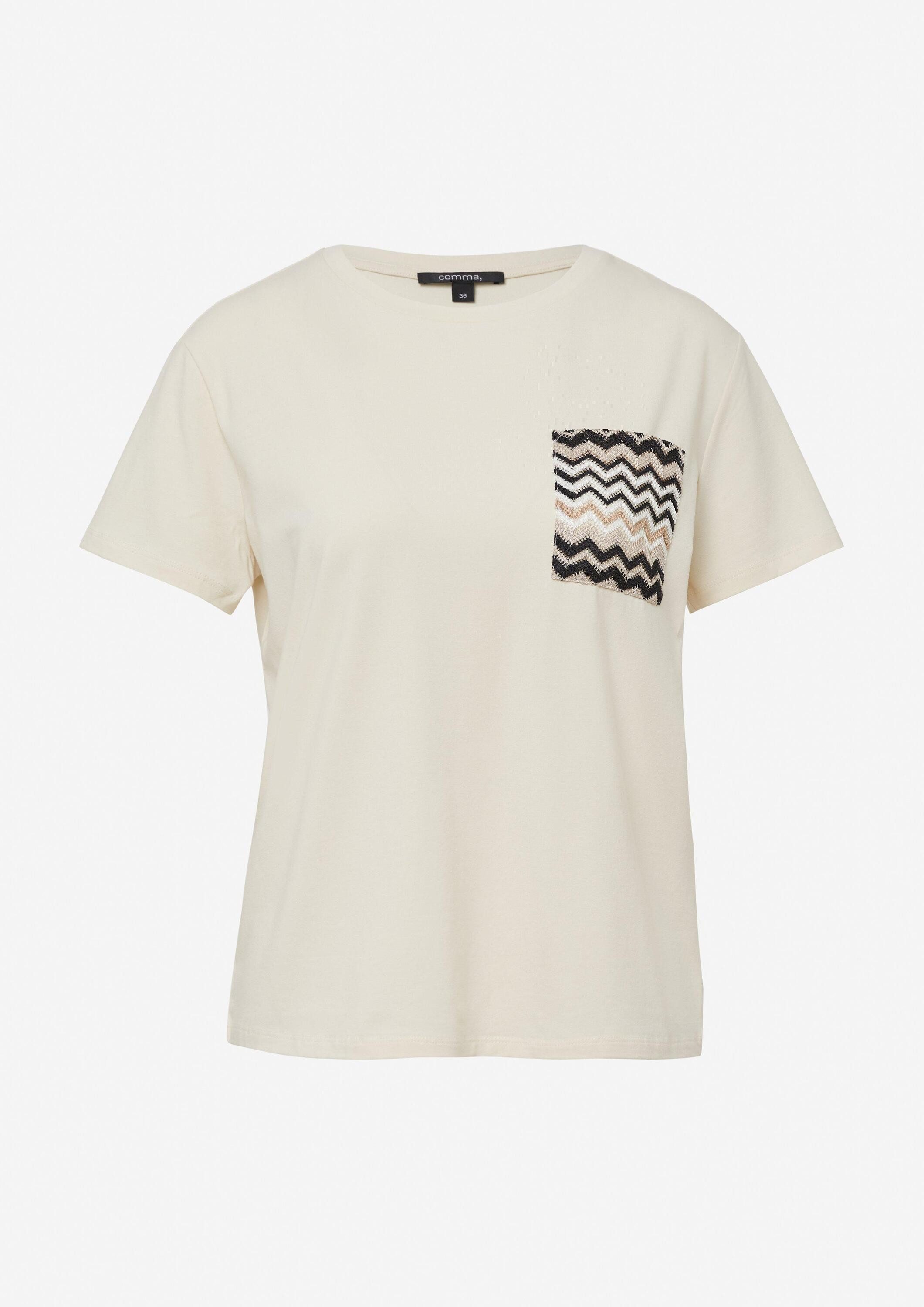 comma Kurzarmshirt T-Shirt Jersey-T-Shirt mit Brusttasche
