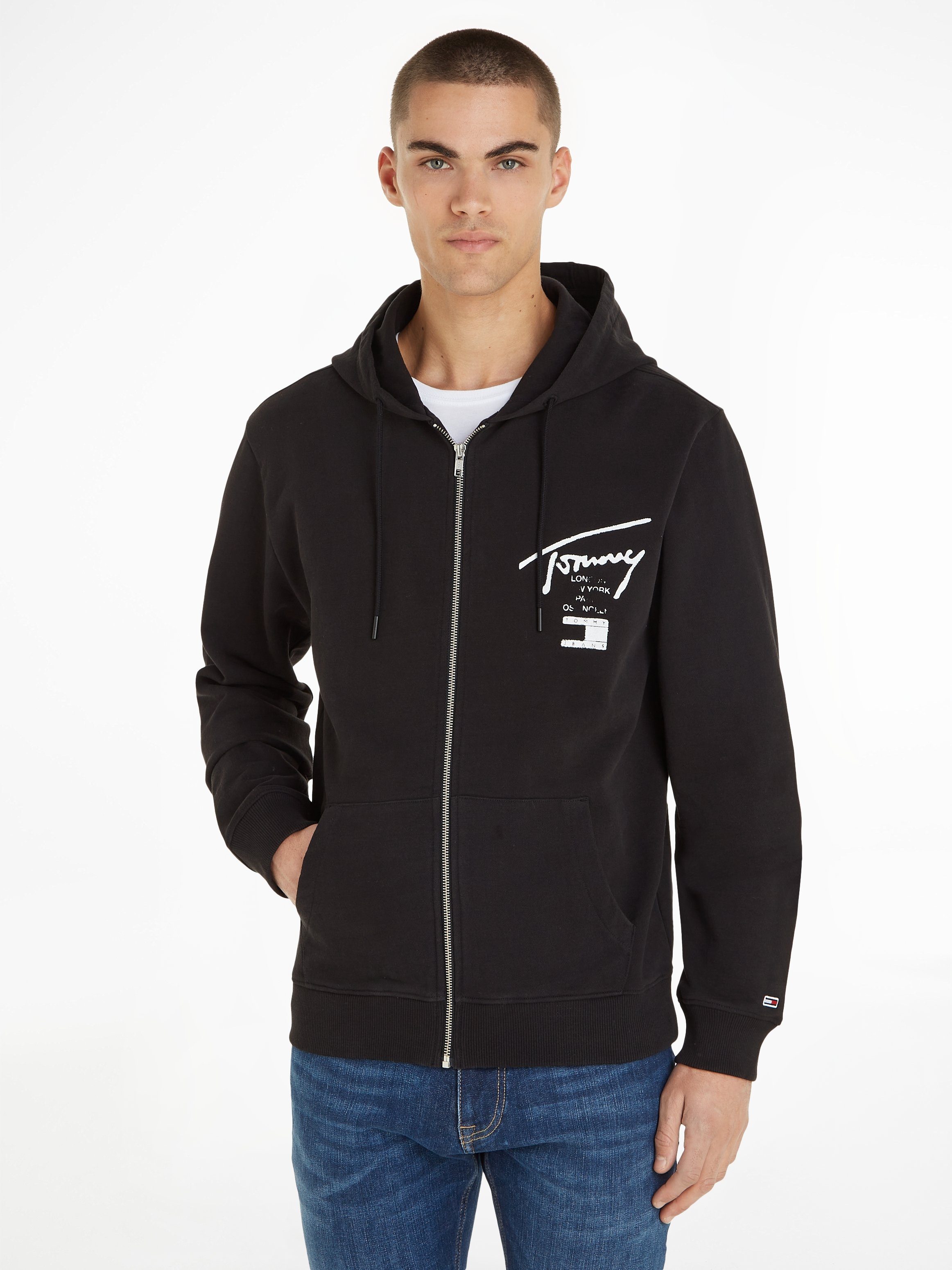 Tommy Jeans Sweatjacke TJM REG TOMMY SPRAY PAINT HOODIE Black | Zip Hoodies