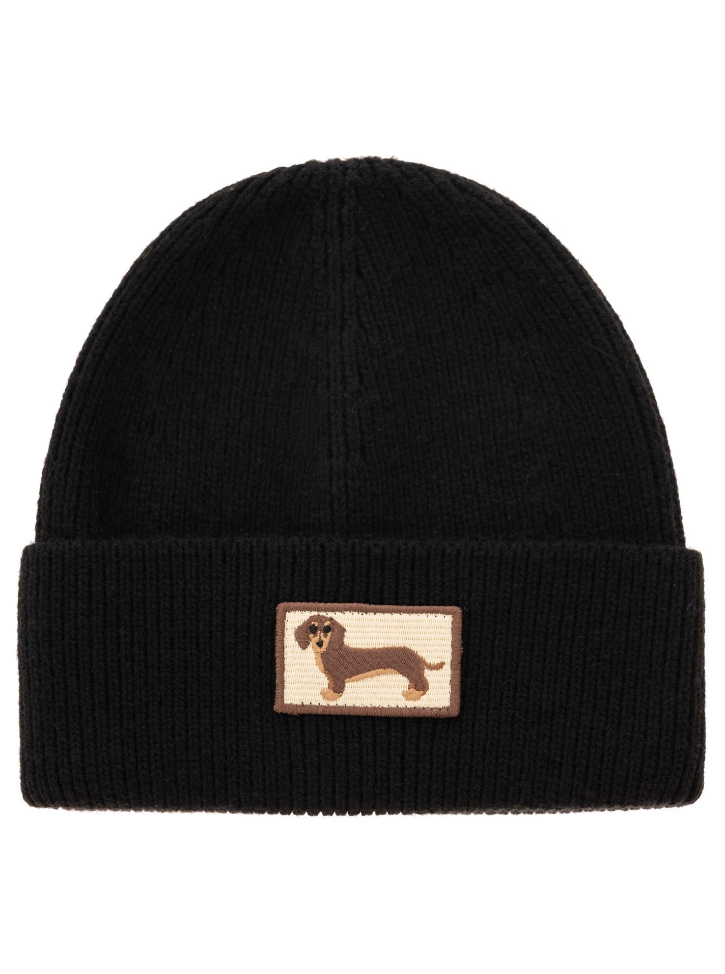 Zwillingsherz Beanie "Dog Patch" mit süßem Dackelmotiv und Wollanteil