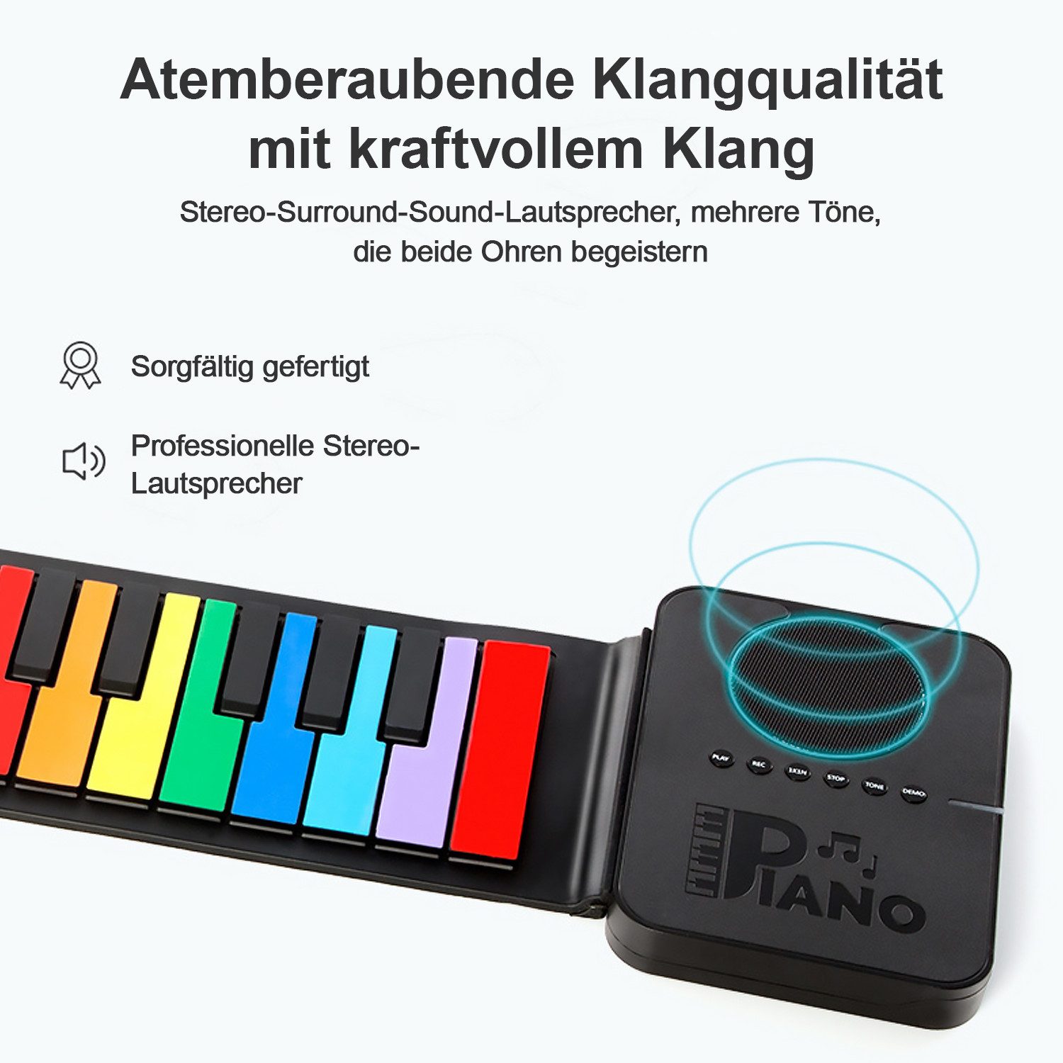 Fine Life Pro Home-Keyboard Regenbogen Roll-Up Keyboard Tragbares Silikon, Elektronisches Klavier Für Kinder Anfänger