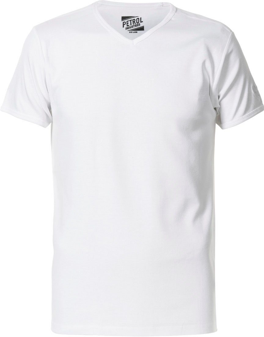 Petrol Industries T-Shirt mit V-Ausschnitt Bright White