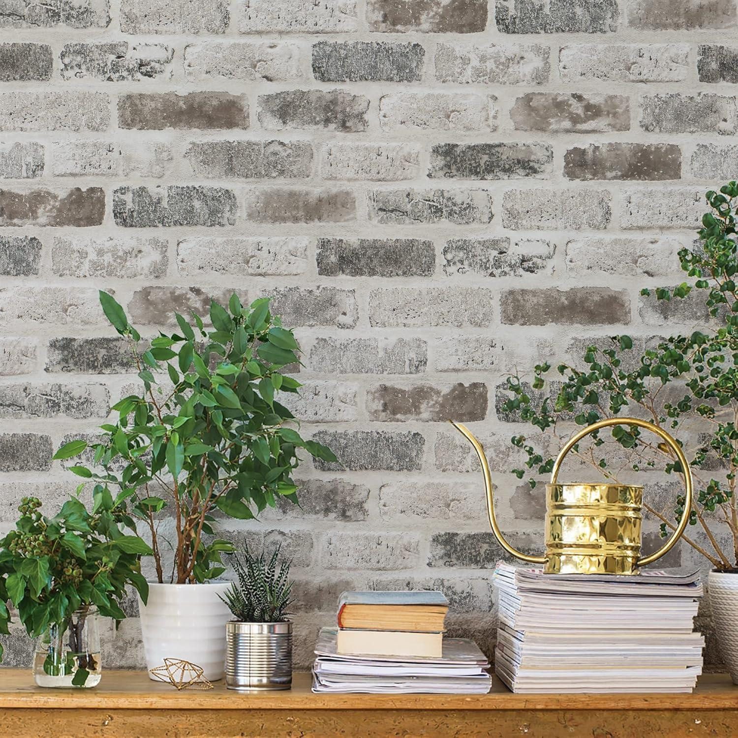 LuxusKollektion Möbelfolie Tapete Selbstklebende Steinoptik Backstein Grau 0.4W x 5L m Grau