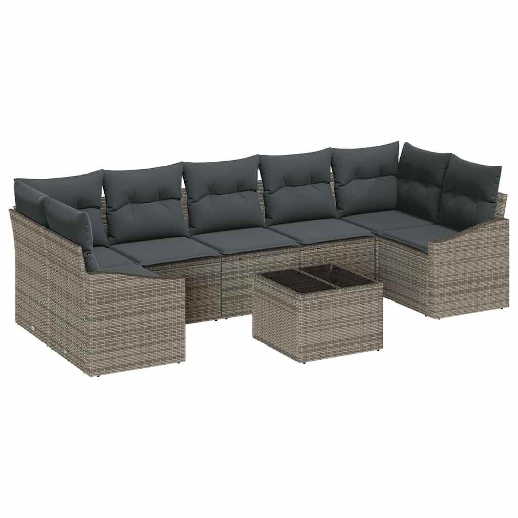 vidaXL Loungesofa Sofa Set mit Kissen mit Kissen Grau 55 x 55 x 37 cm Poly Rattan