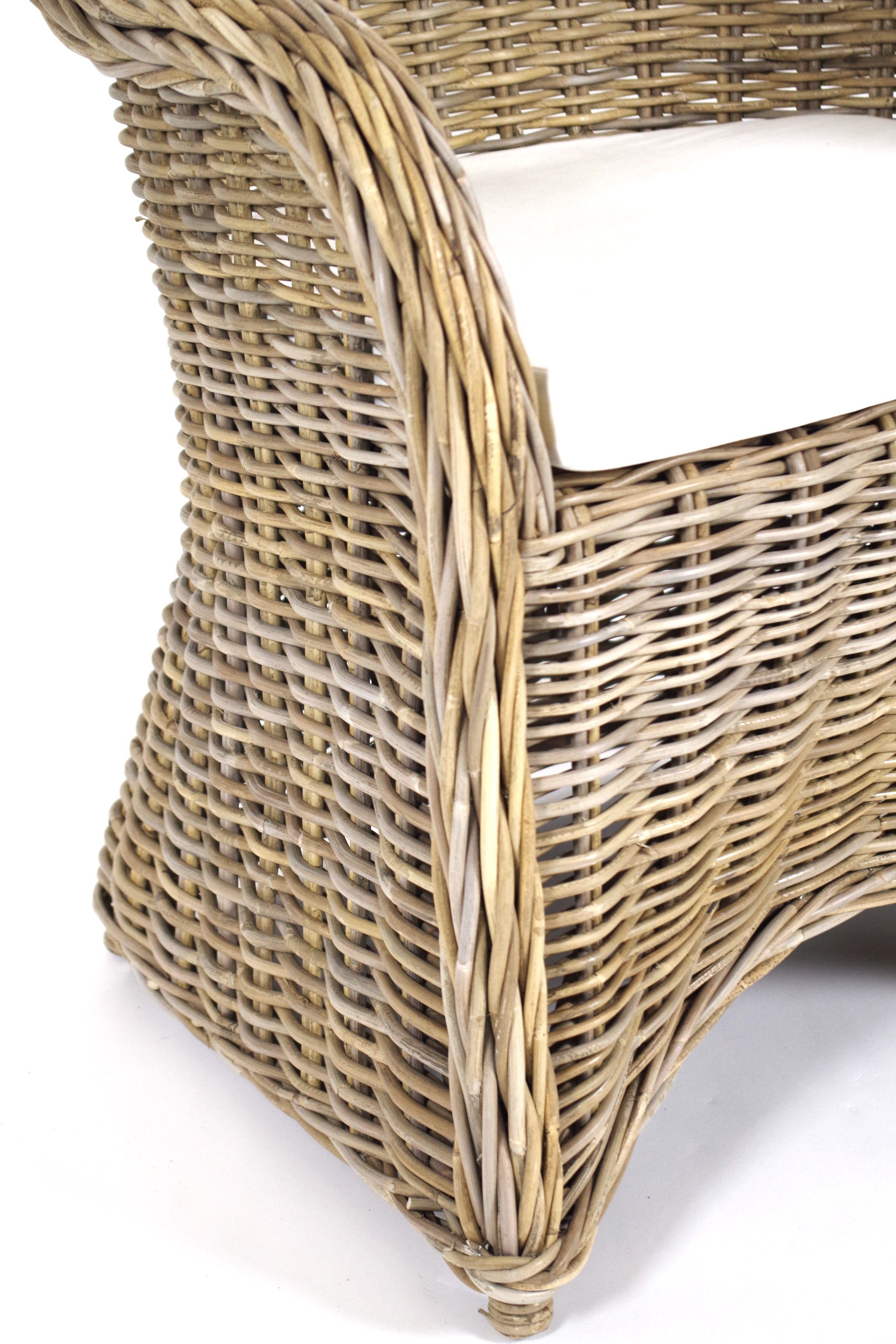 Kobolo Rattanstuhl BOSTON NEW Sessel aus Rattan grau (kubu grey)