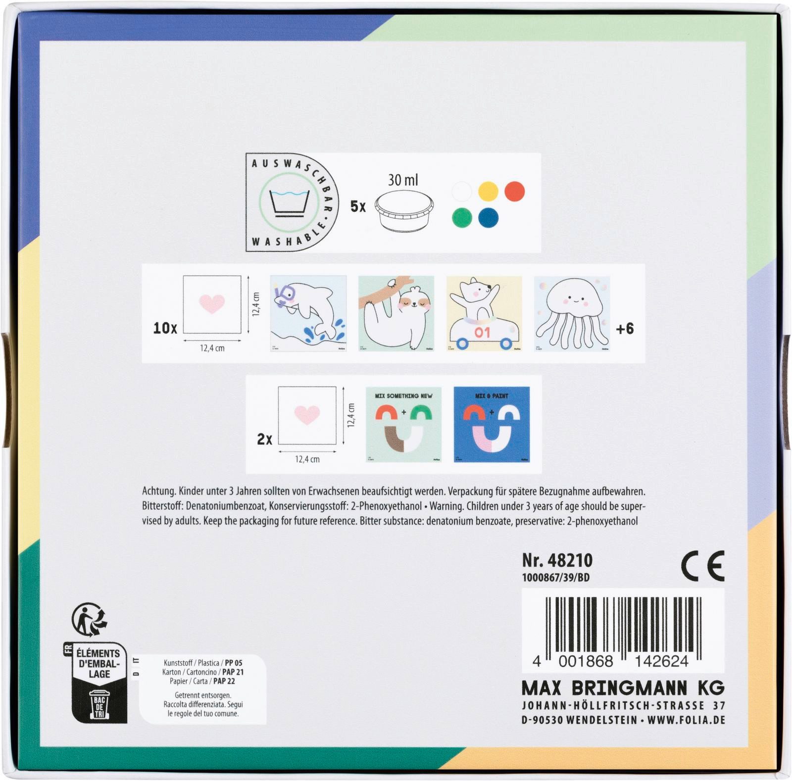 Folia Max Bringmann KG Fingerfarbe Set für Kinder, 17 tlg.