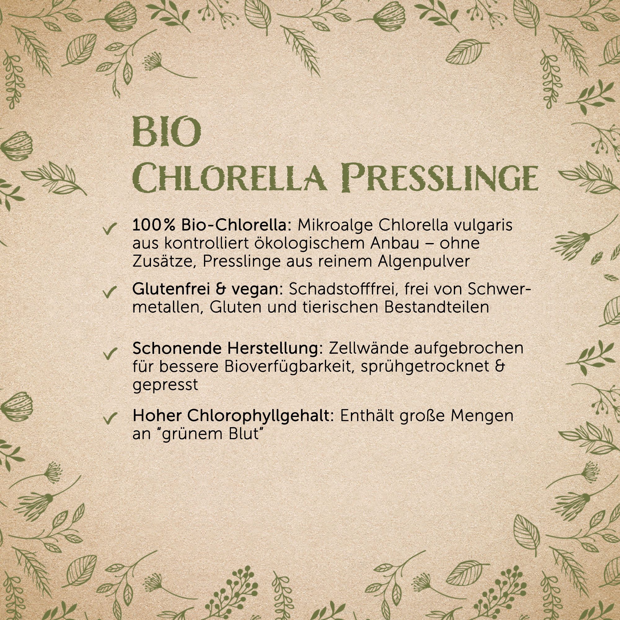 Waldkraft. Erdling BIO Chlorella Presslinge Kapseln, 100 % Bio-Chlorella - Für eine grüne Ergänzung Deiner täglichen Ernährung – Vegan à 220 St., 110 g