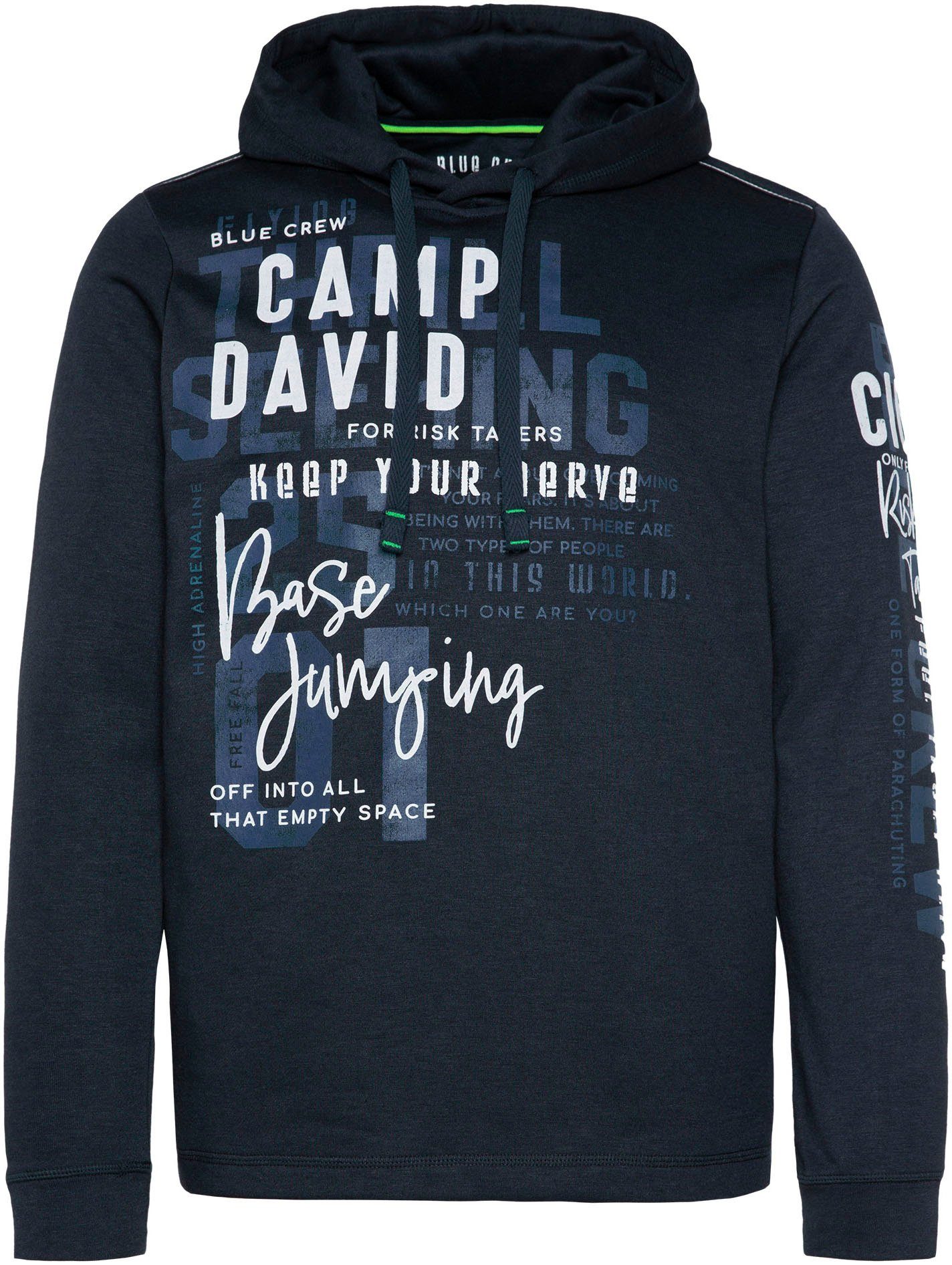 CAMP DAVID Kapuzensweatshirt mit Kapuze sea der Label deep Patch an