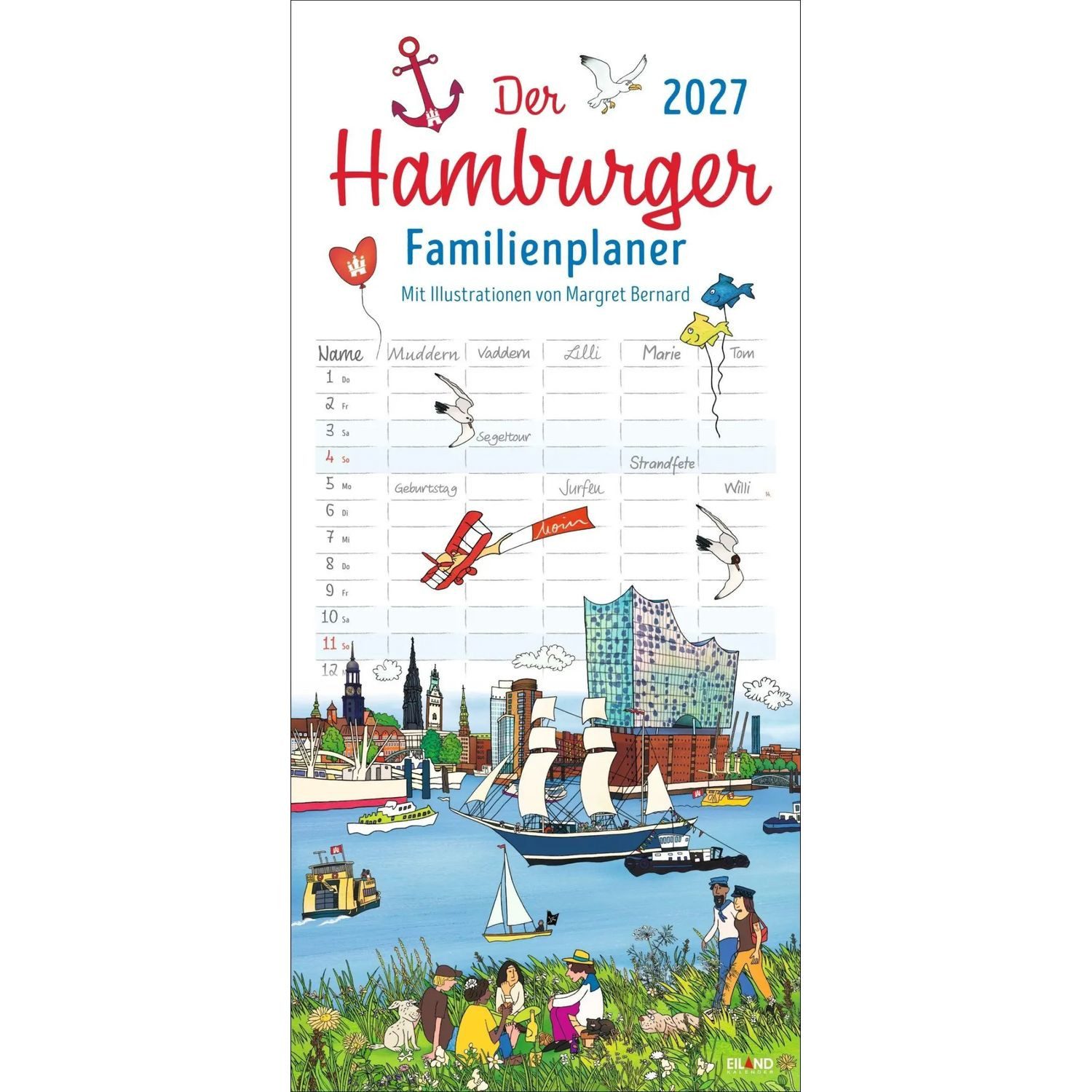 Wandkalender Der Hamburger Familienplaner 2027 - Margret Bernard