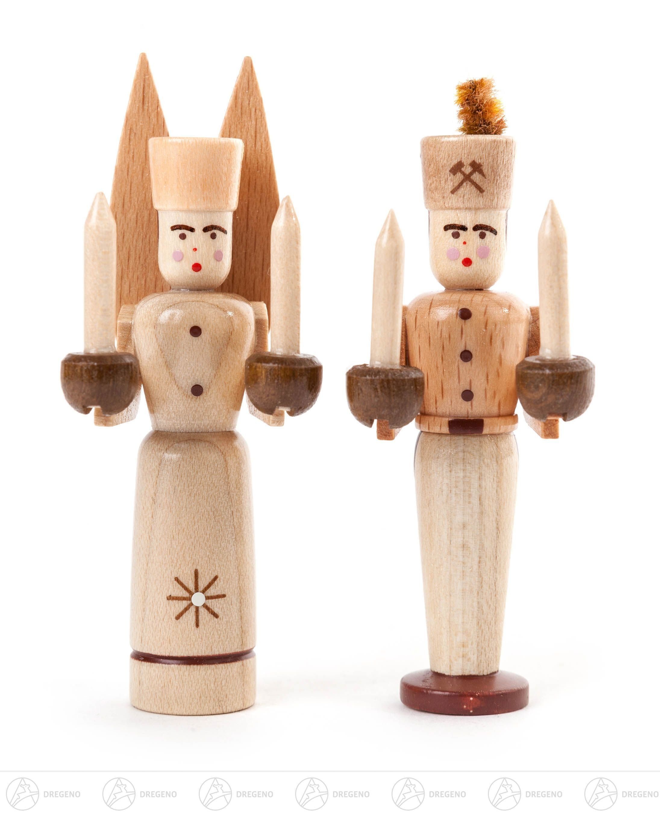 Dregeno Erzgebirge Engelfigur Engel & Bergmann Miniatur Engel und Bergmann, natur Höhe ca 8 cm NEU