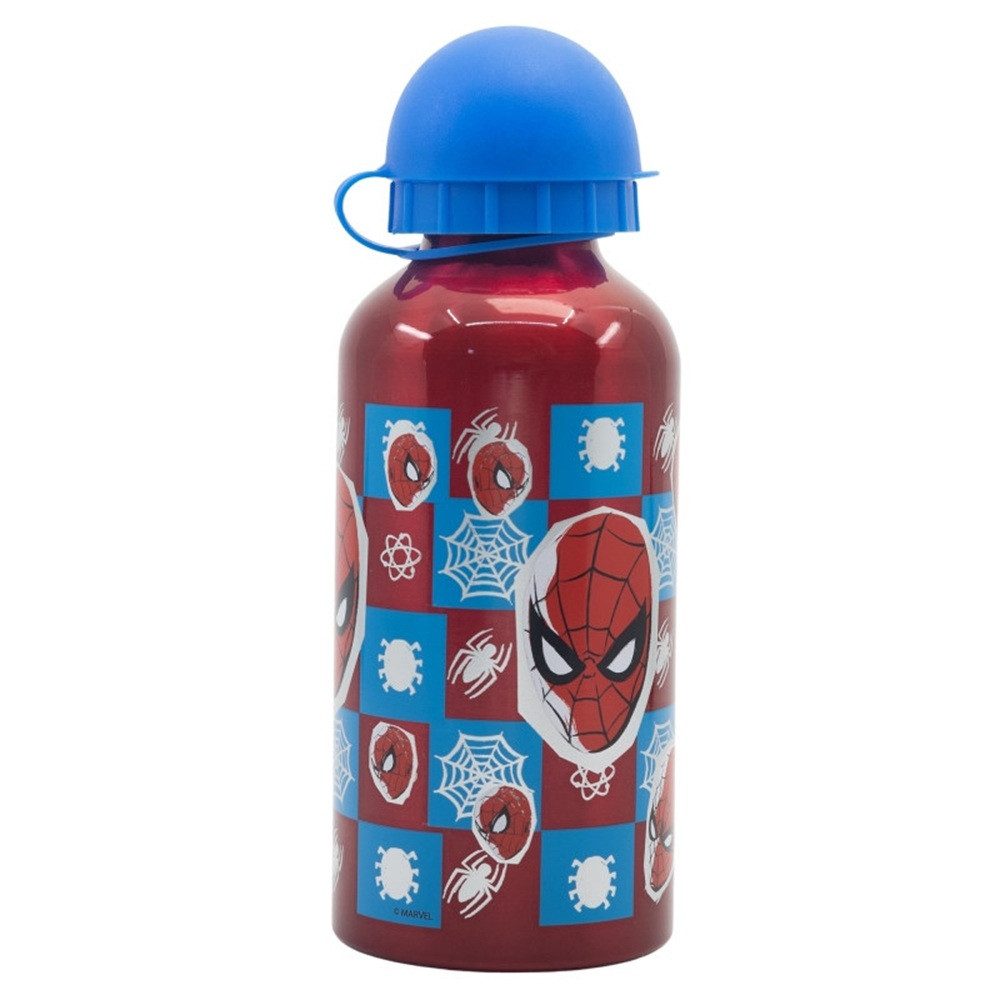 Spiderman Trinkflasche Spiderman Midnight Flyer Aluminiumflasche 400 ml, Flasche mit Schutzkappe und Staubschutz