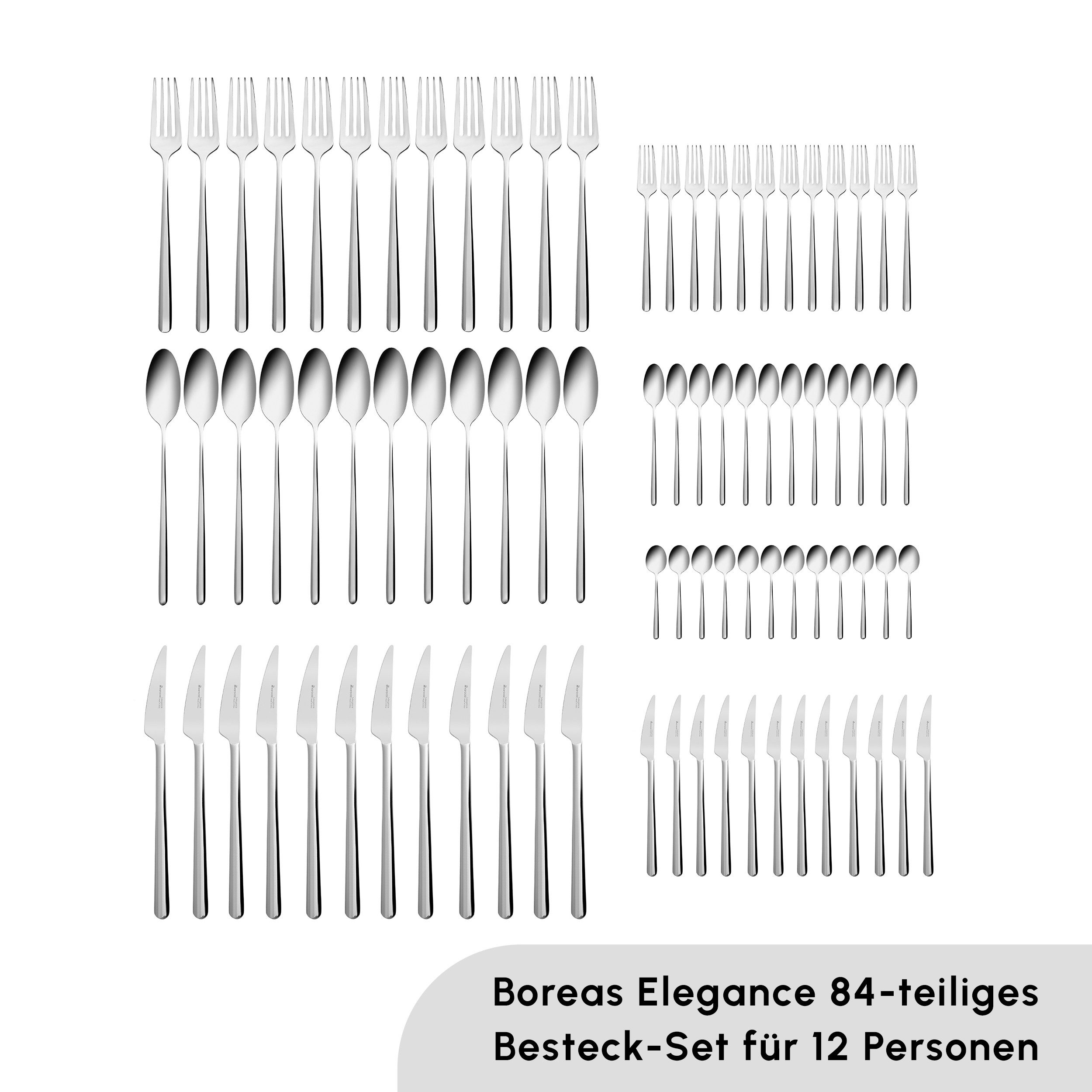 Karaca Besteck-Set Karaca Boreas Elegance 84-teilig Besteckset 12 Personen Besteck Set (84-tlg), 12 Personen, Edelstahl, bruchfest rostfrei