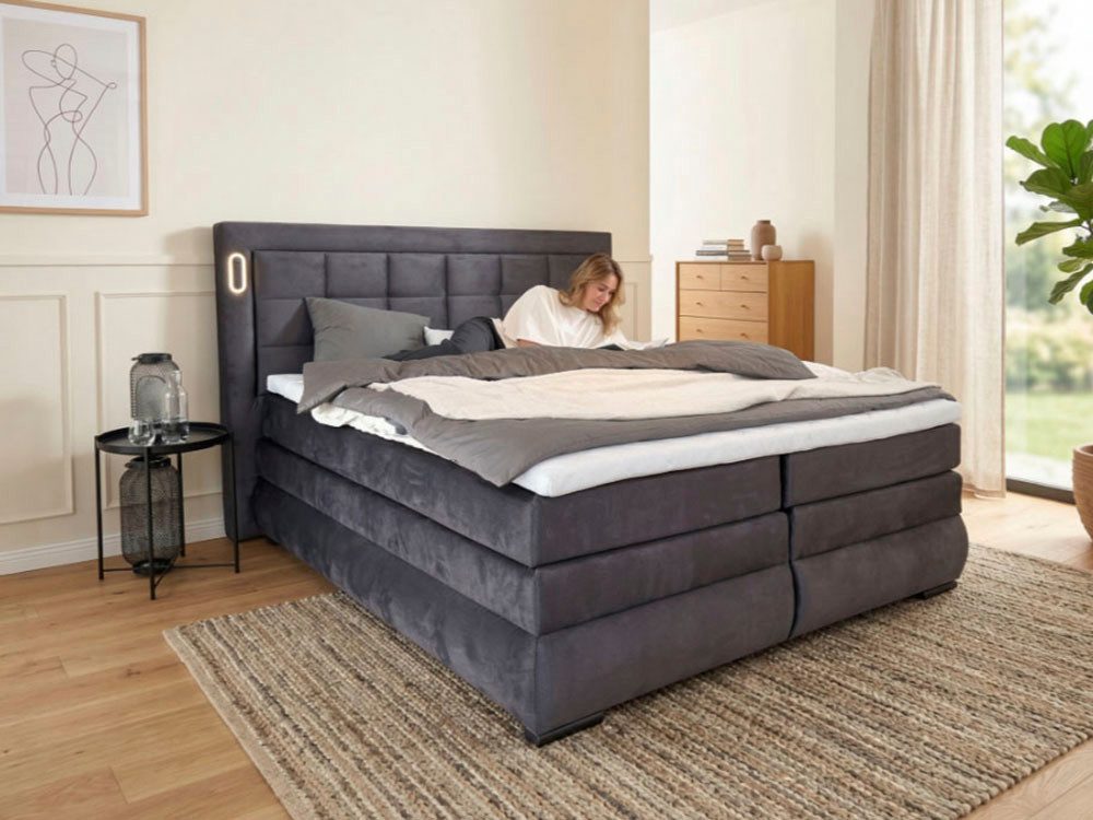 OTTO home Boxspringbett MIVVA inkl. Bettkasten & Topper, Komfortliegehöhe: 67 cm, in H3, H4 oder Hmix H3/H4, wahlweise mit oder ohne LED-Leuchten