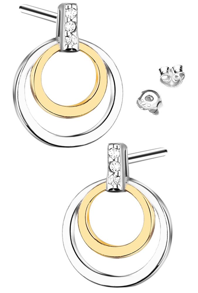 Paar Ohrstecker kleine runde Ohrringe 925 Silber Gold vergoldet Frauen Damen Schmuck