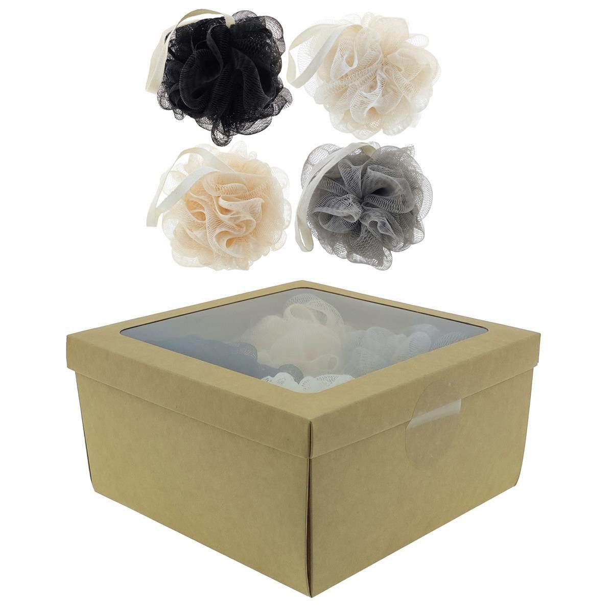 varivendo Duschschwamm Duschknäuel Badeschwamm Set 4 Stück Farbig Ø 100mm, 4-tlg., Duschknäul Massage Peeling Wellness Badeschwamm Körper Dusche