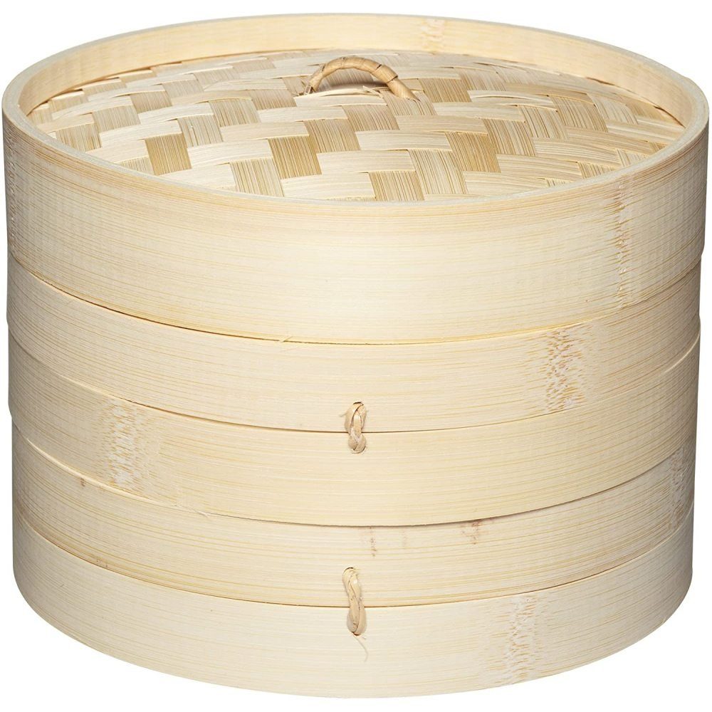 Jormftte 2-in-1-Dampfgarer Bambus,traditioneller Bambusdämpfer