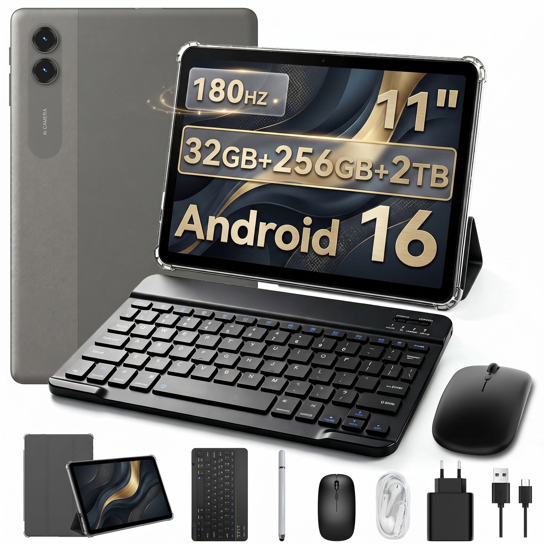 KOBONA T70 11 Zoll Android 16 256GB mit Tastatur & Stift Tablet (Android 16, 90Hz, 8000mAh, octa-core, 32(8+24)GB, Gemini KI)