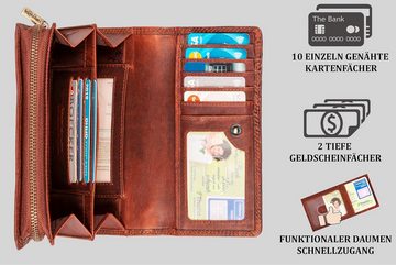 Matador Geldbörse (Damen - Groß Vintage Leder Portemonnaie, für Damen mit RFID, NFC-Schutz), Geldbeutel Damen mit 25 Kartenfächer, mit 2 Sichtfenstern