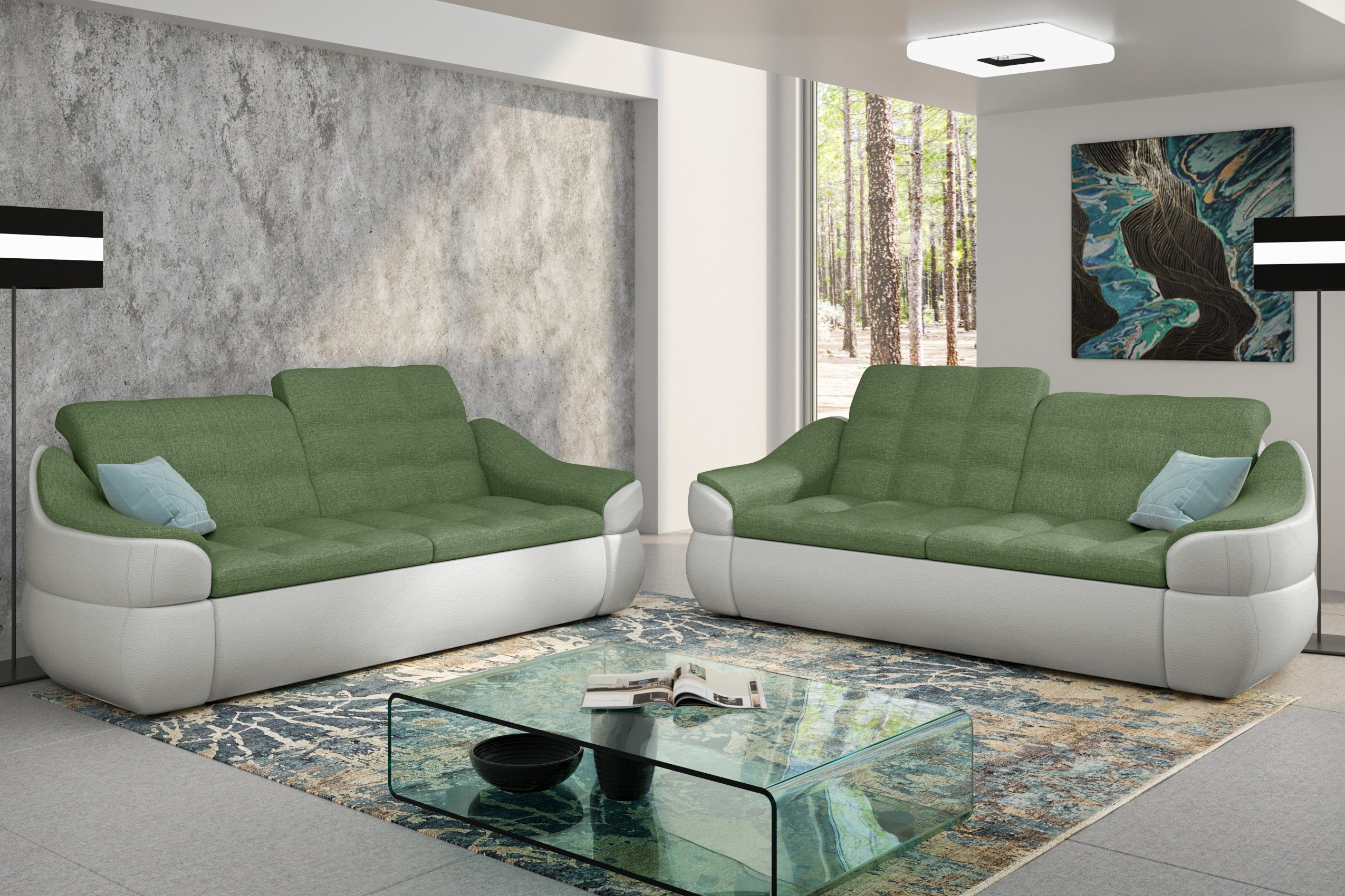 Stylefy Polstergarnitur Alisa, (Set (2-tlg), bestehend aus 2x2-Sitzer Sofa, Modern Design, made in Europa