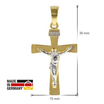 trendor Kreuzanhänger Kruzifix- für 585 Gold Bicolor 29 mm