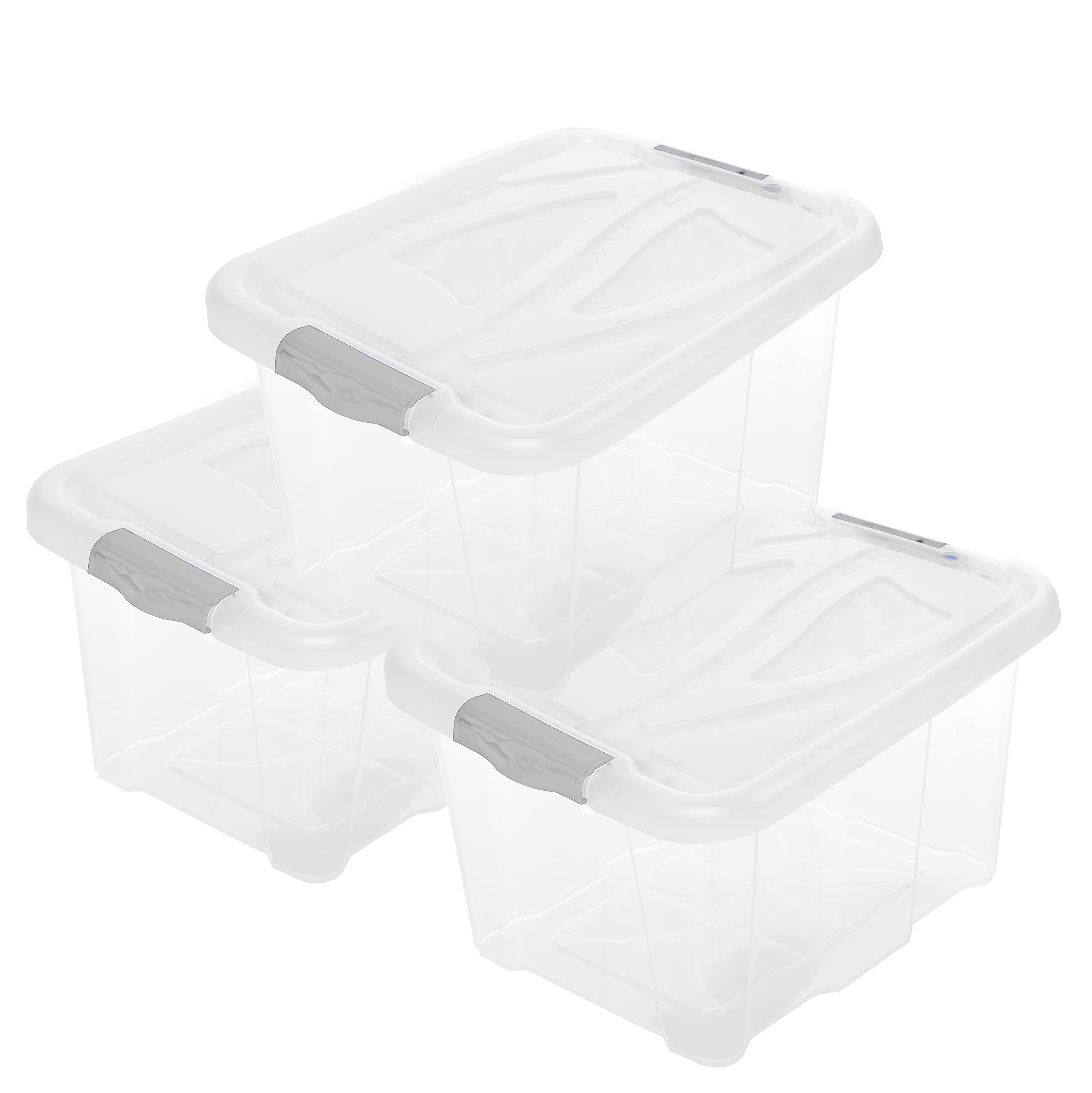 Centi Aufbewahrungsbox Aufbewahrungsbox transparent mit Clipdeckel (3er-Set, 3er-Set), mit Clip-Deckeln