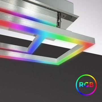 B.K.Licht Deckenleuchte Smart RGB FRAME Deckenlampe LED Fernbedienung - BKL1319, Dimmfunktion, LED fest integriert, RGB WIFI App iOS & Android 30W 3300lm alu-gebürstet