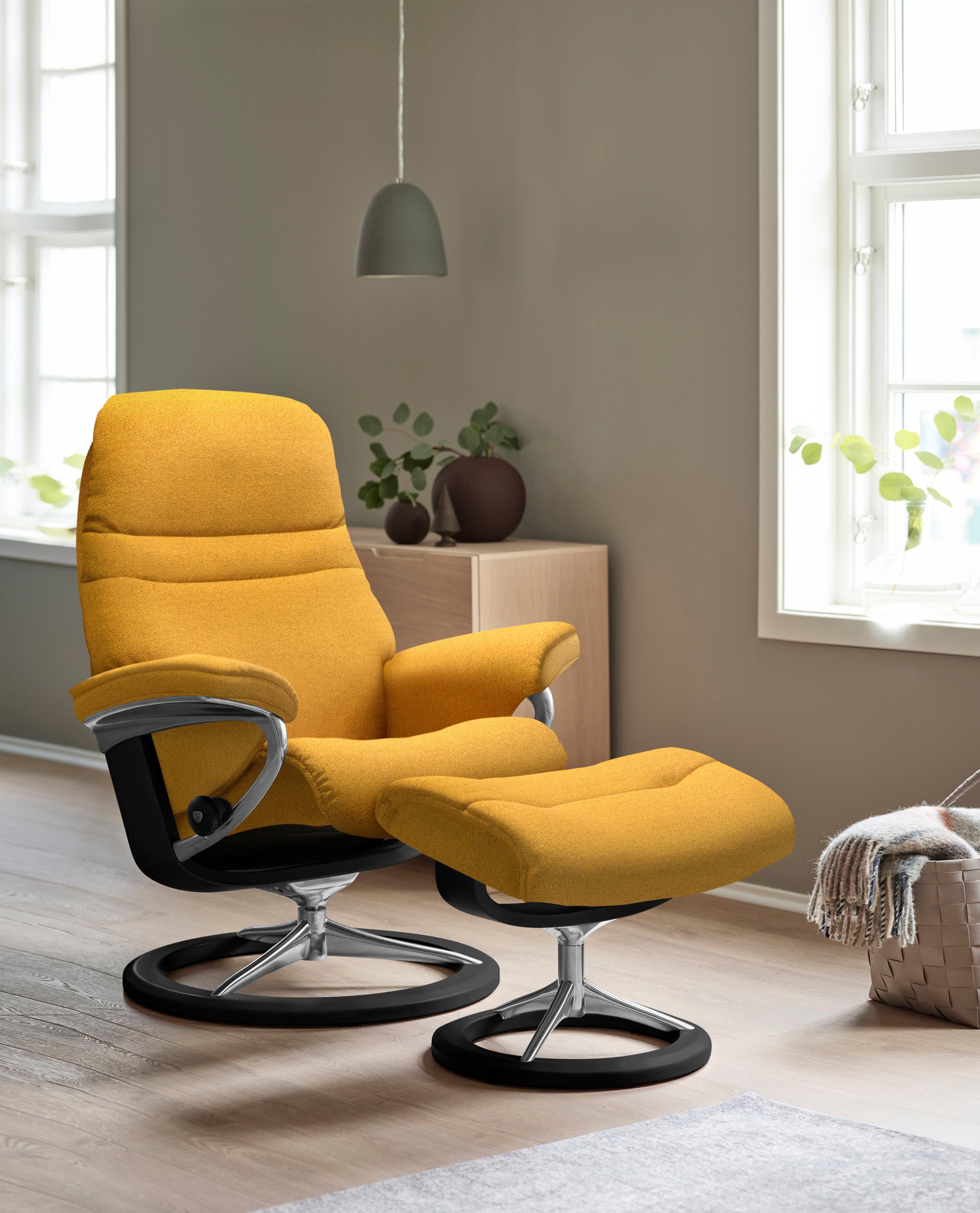 Stressless® Relaxsessel Sunrise (Set, Relaxsessel mit Hocker), mit Signature Base, Größe M, Gestell Schwarz