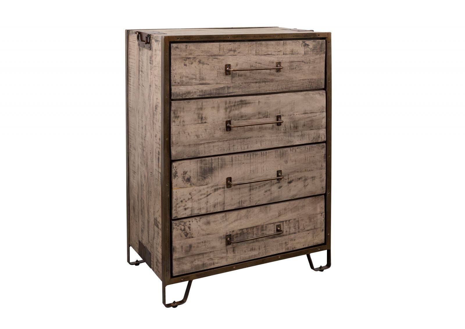 Massivmoebel24 Kommode (Kommode Mango 81x46x122 braun lackiert HEAVY INDUSTRY #217)