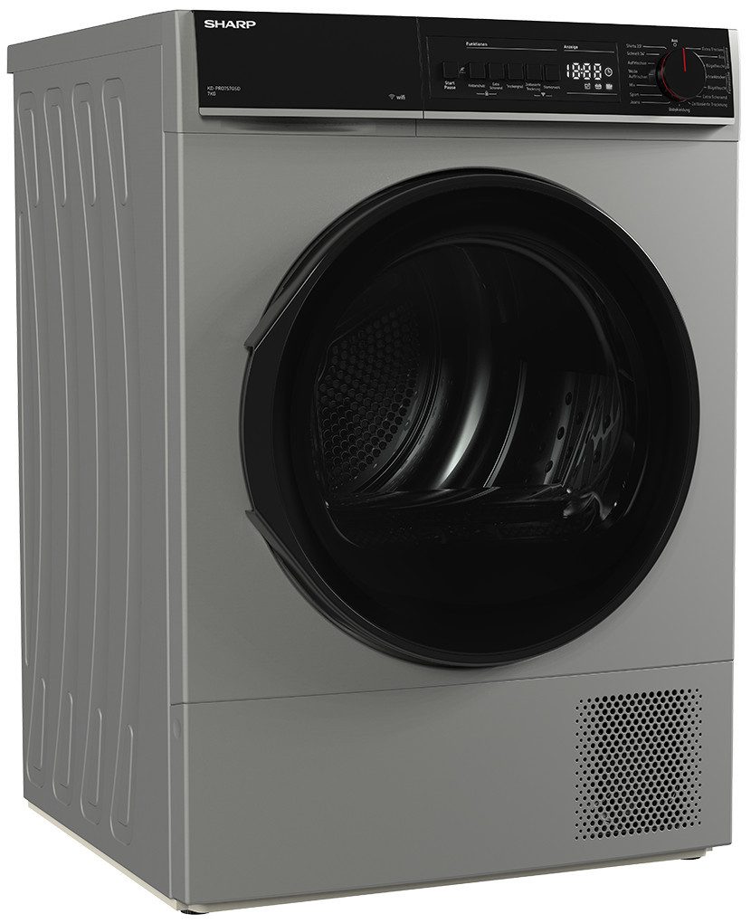 Sharp Wärmepumpentrockner KD-PRO7S7GSD-DE, WiFi, Trommel-Innenbeleuchtung, Zwei-Wege-Schleudern, BubbleDrum