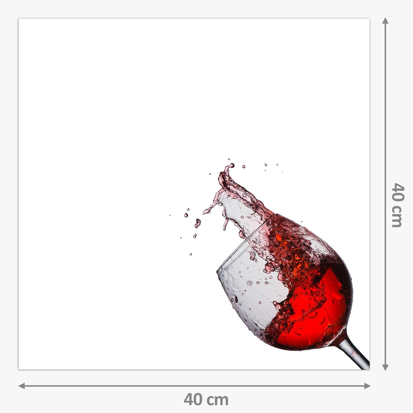 Rotweinglas mit Spritzschutz Primedeco Motiv Küchenrückwand mit Splash Glas Küchenrückwand