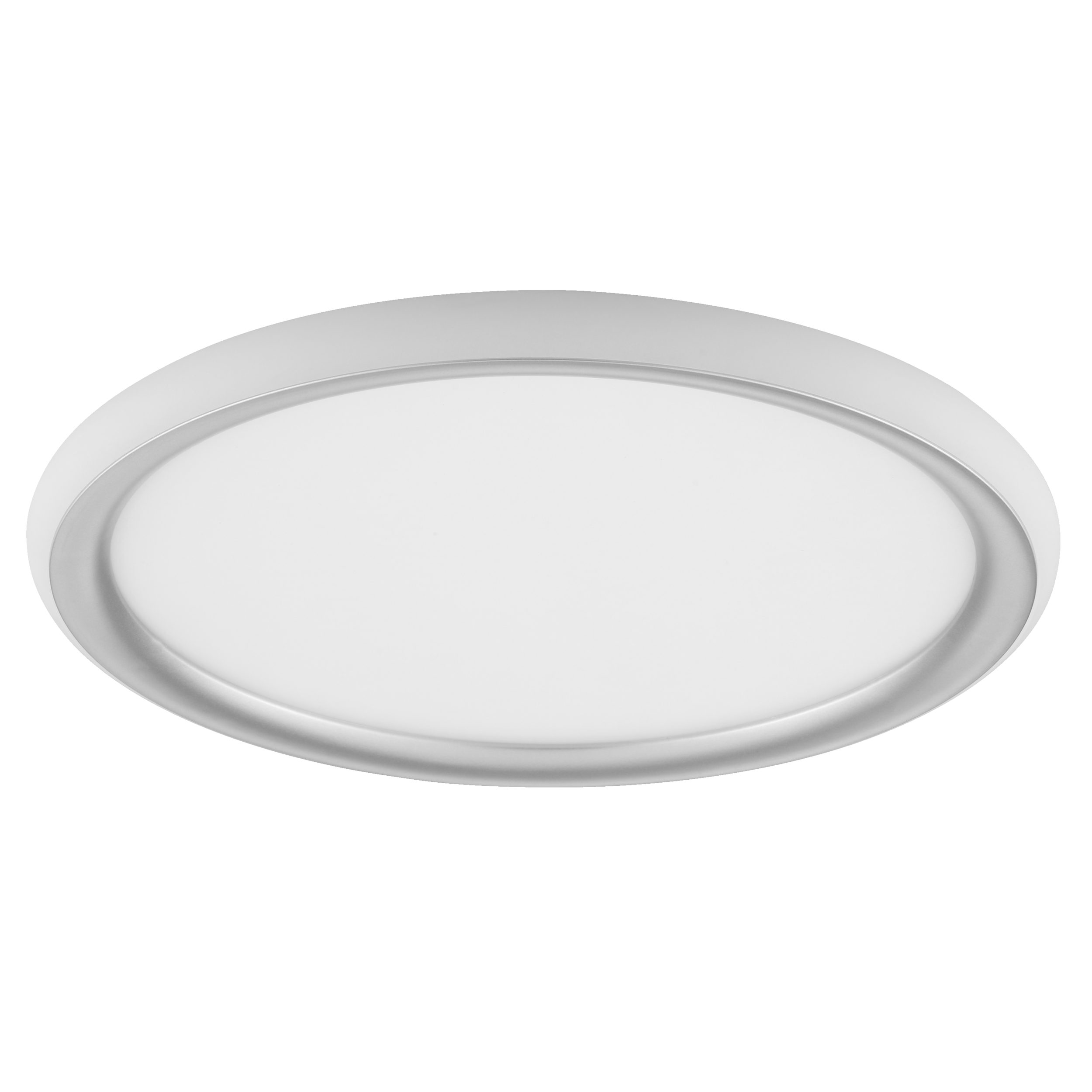 Lightbox Deckenleuchte, LED fest integriert, Warmweiß, LED-Deckenleuchte Ø 30 cm, 1800 lm, 3 Licht-Modi, silberfarben