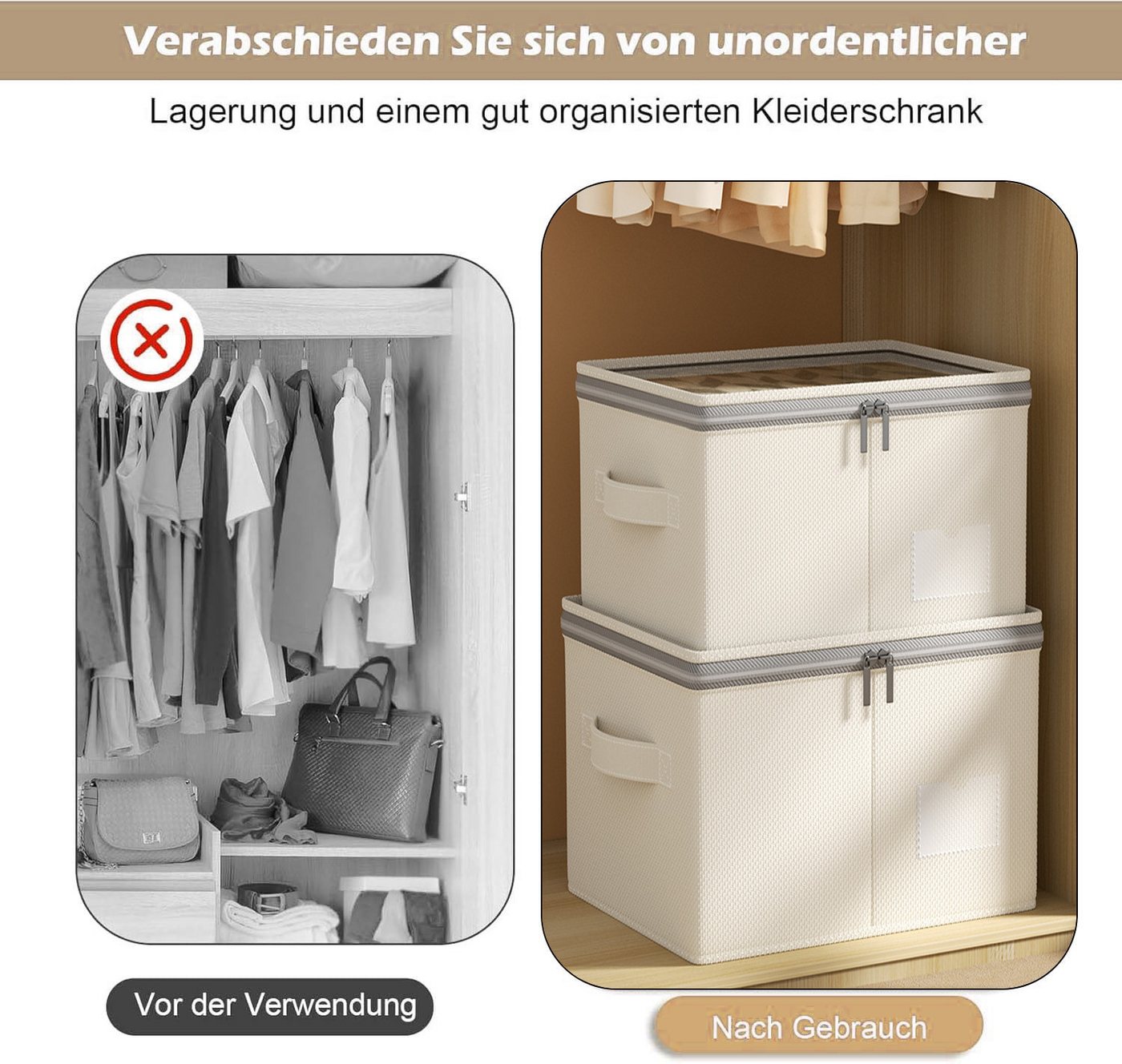 Thumbnail - Coonoor Aufbewahrungsbox Verstärkter Baumwollleinen-Aufbewahrungsbox mit durchsichtigem Deckel, große Aufbewahrungsbox, ...