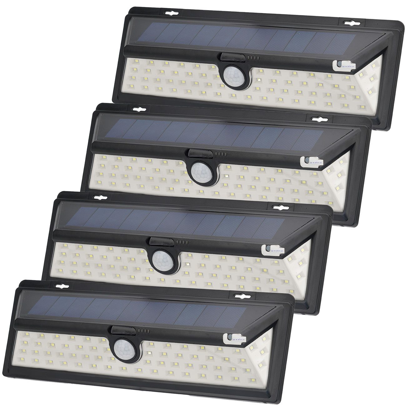Casativo LED Außen-Wandleuchte Solar-Wandleuchte mit PIR-Sensor 66 LEDs 800 lm 13,2W IP44, LED fest integriert, 66 helle LEDs mit je 0,2 Watt (13,2 Watt gesamt), 3.600 mAh Akku/smarter Nachtlicht-Modus/LEDs mit Seitenlicht