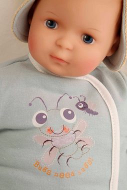 Schildkröt Babypuppe Puppe Schlenkerle mit Malhaar und blauen Malaugen, 37 cm, mit handgemalten Augen