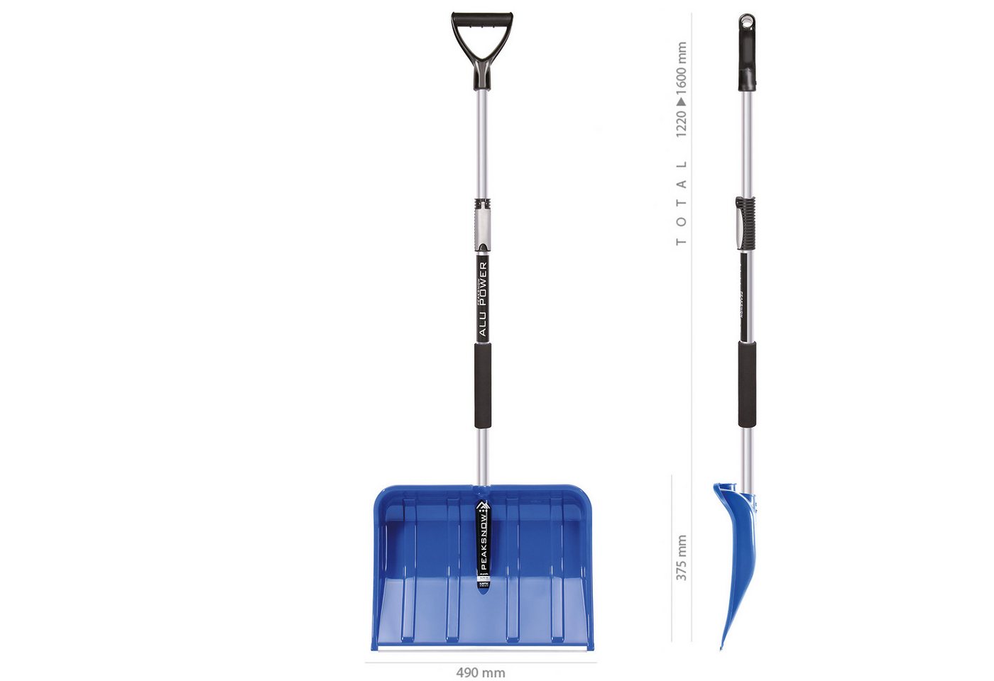 Thumbnail - KAGM Schneeschieber Schneeschieber Schneeschaufel Blau Teleskop Alu-Stiel 49cm TOP, 49 cm Arbeitsbreite, mit 156 cm lang...