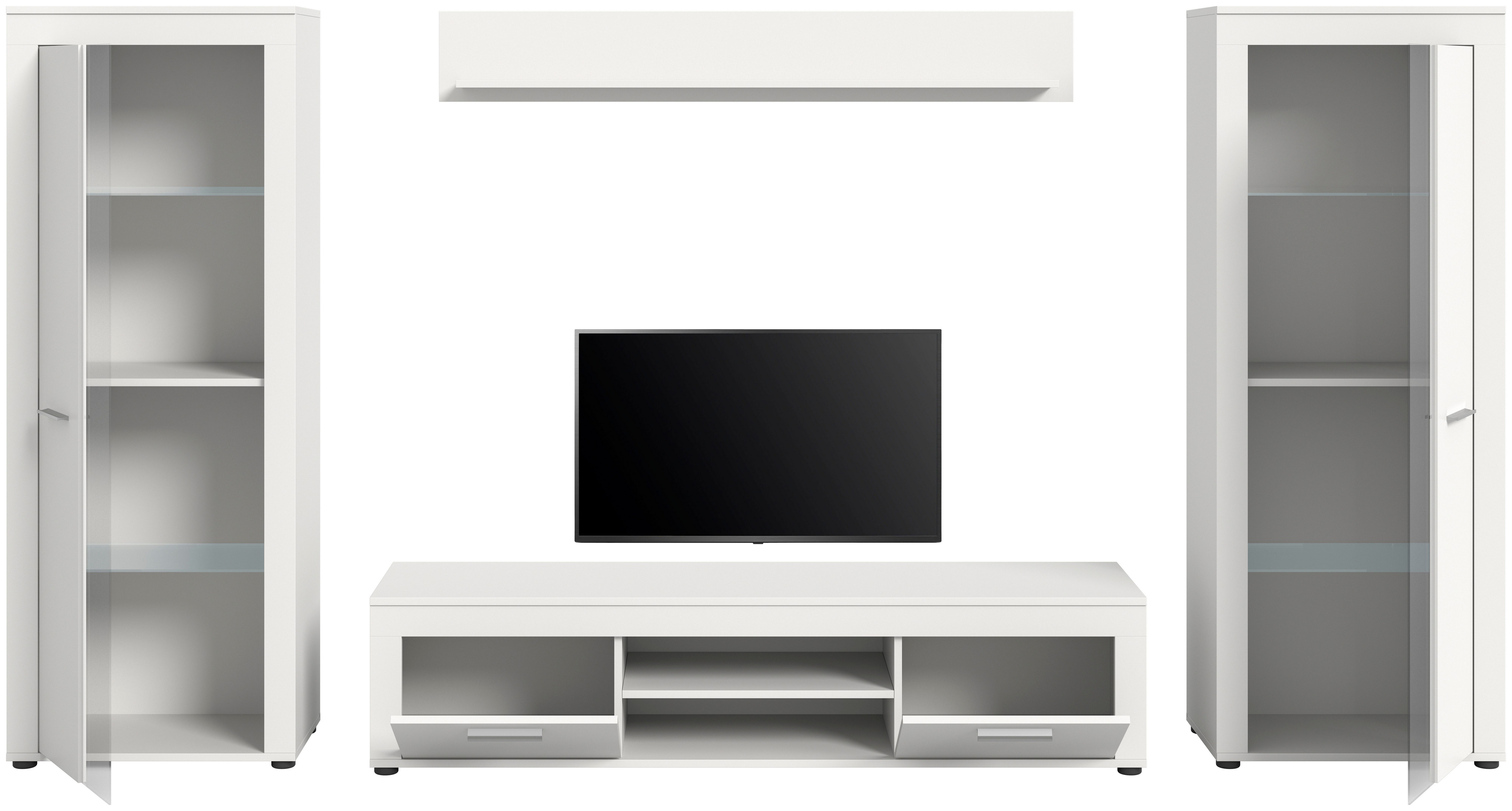 OTTO home Wohnwand AOSTA, Breite 310cm, 4-teilige Wohn-Kombination, (bestehend aus: 2x Vitrine, Lowboard, Wandboard), Wohnwand, Kombination, Anbauwand, Möbel Se – Bild 4 von 5
