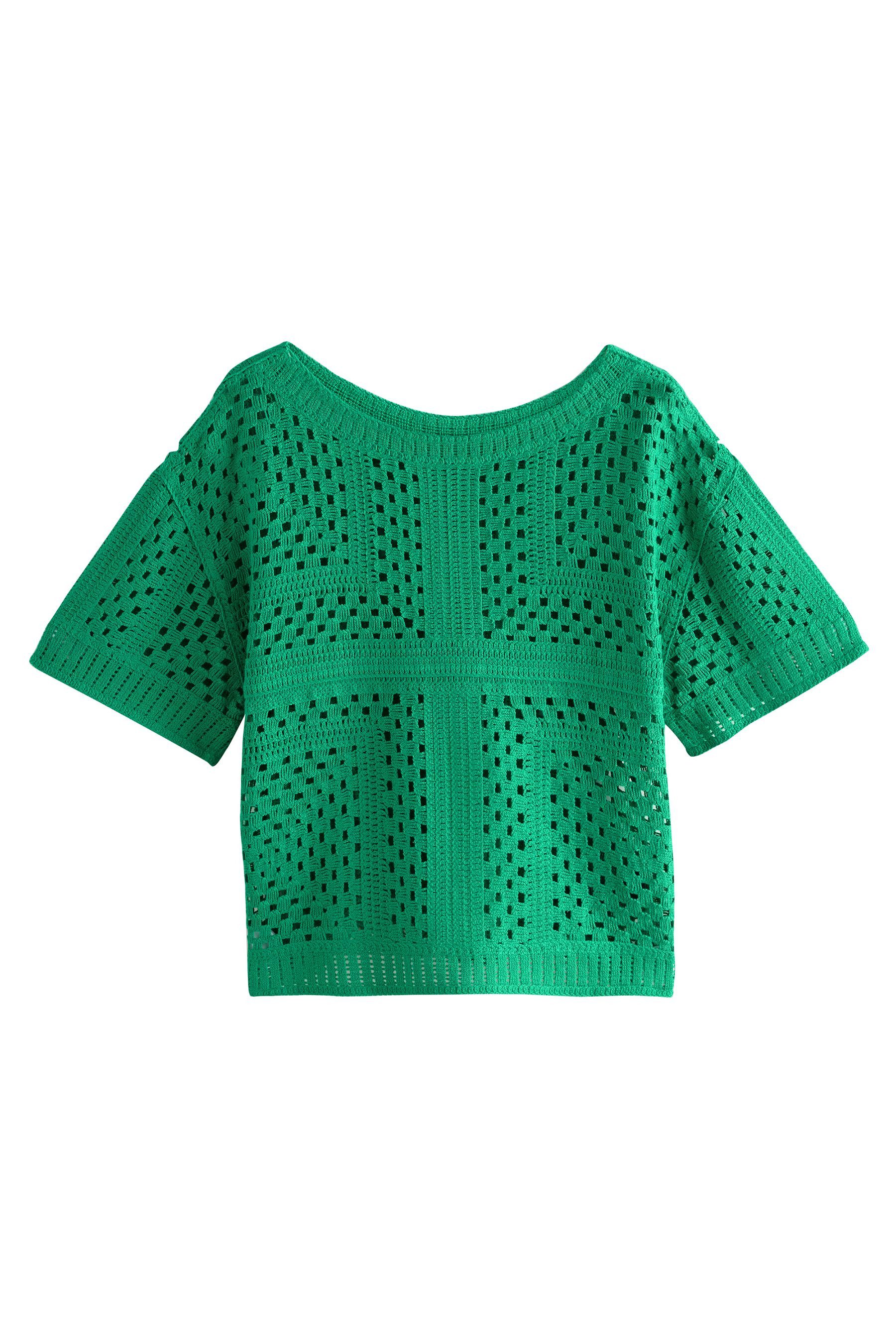 Next Kurzarmpullover T-Shirt mit gehäkeltem Ausschnitt günstig online kaufen