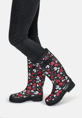 Regenliebe Blossom Night High Gummistiefel Langschaft Stiefel mit Blütenmuster