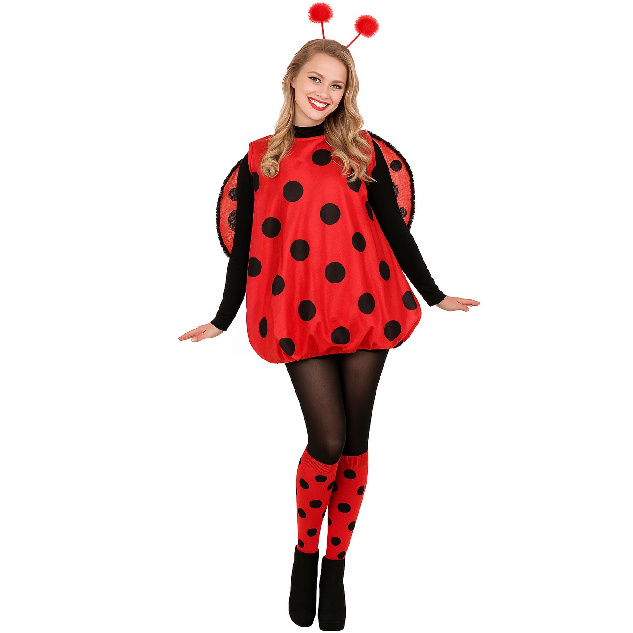 Riethmüller Kostüm Marienkäfer Kostüm für Damen Oberteil, Haarreif, Flügel und Stulpen