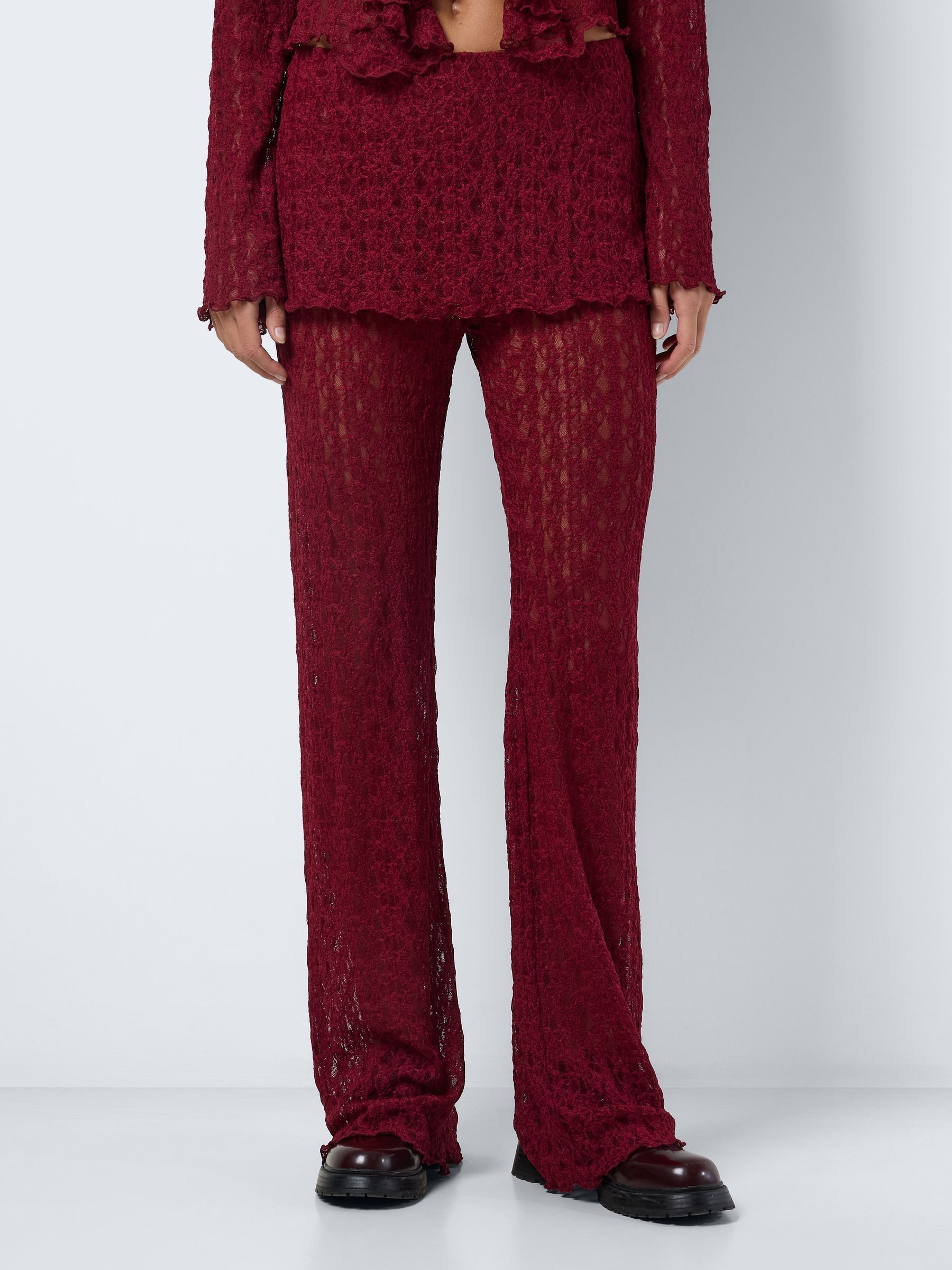 Stoffhose Gemustertes Design mit weitem Bein mit Spitzen Details