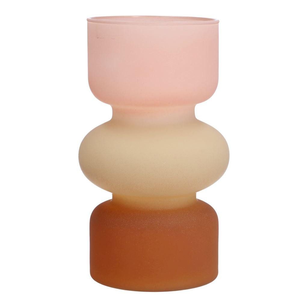 INNA-Glas Dekovase Bunte Vase NEVOLINKI, Glas, rosa-beige-braun-matt, 18 cm, Ø 10,5 cm