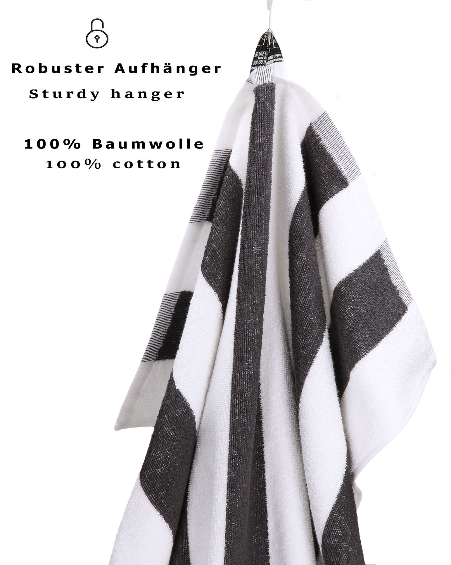mit 180 - weiß graphit Stück x Betz 70 Saunatuch 100% Größe XXL cm, 2 Berlin Badetücher Baumwolle Streifen