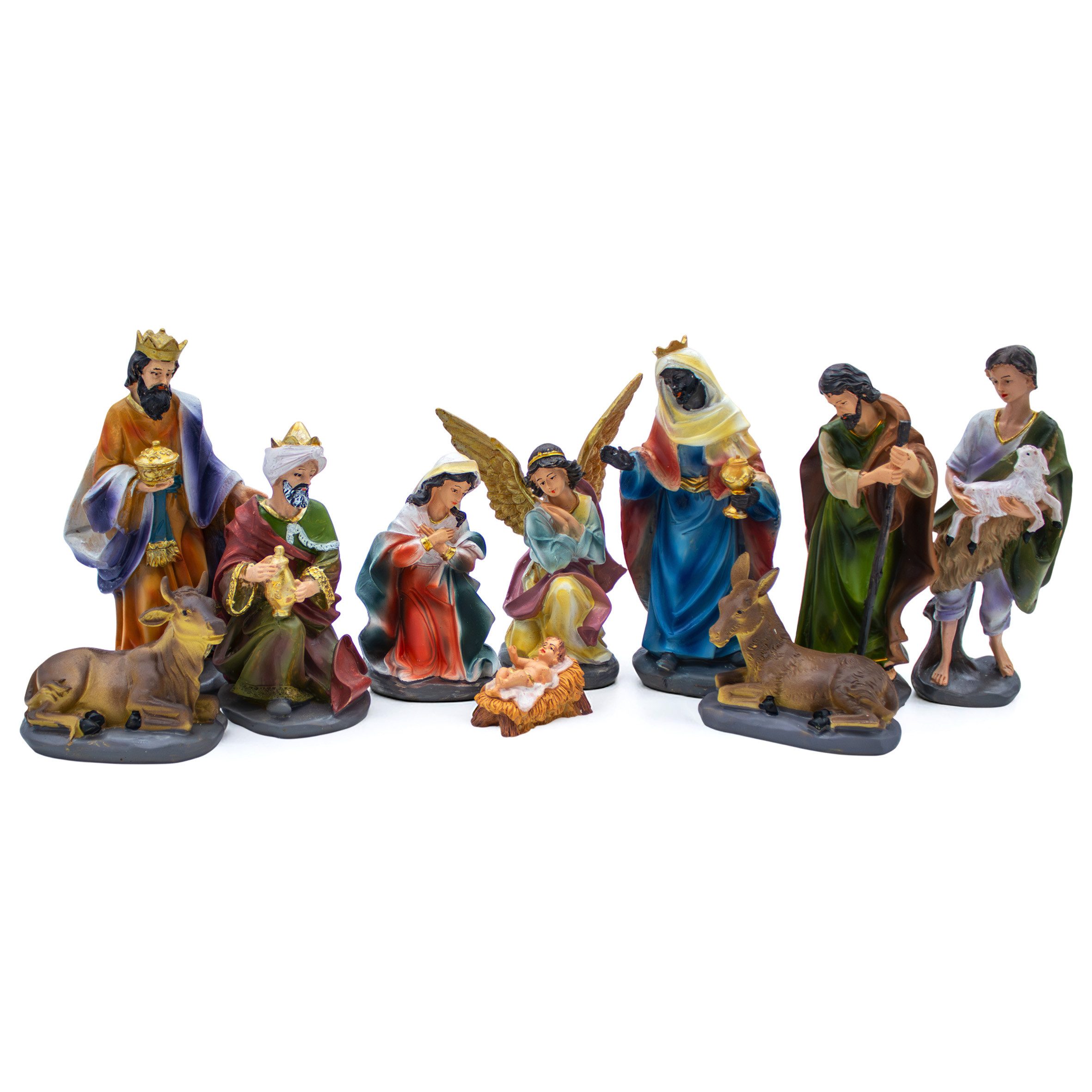 Spetebo Krippe XL Weihnachtskrippe Figuren Set - 10-teilig (10-tlg), Krippe günstig online kaufen